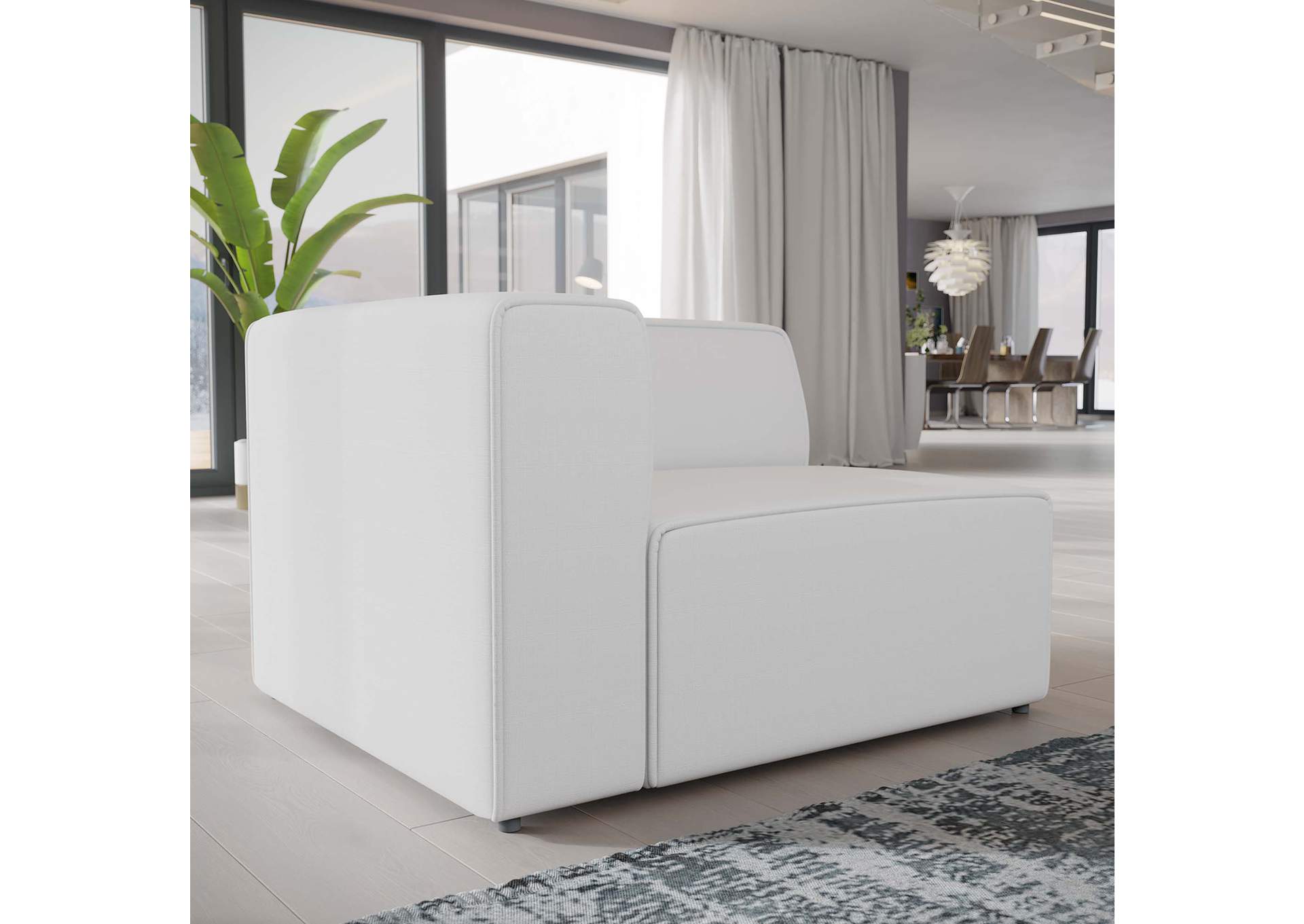 White Mingle Fabric Left-Facing Sofa,Modway