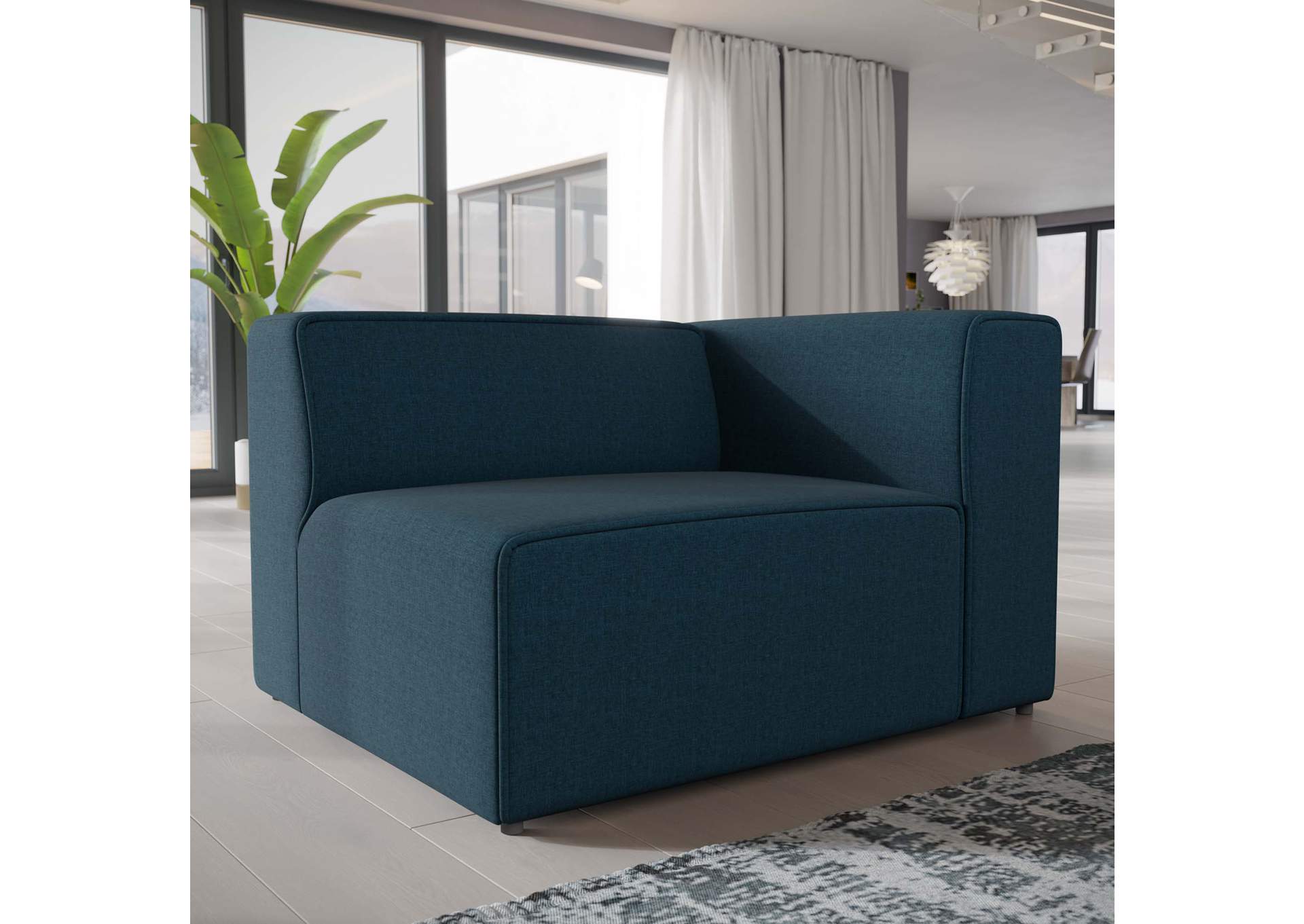 Blue Mingle Fabric Right-Facing Sofa,Modway