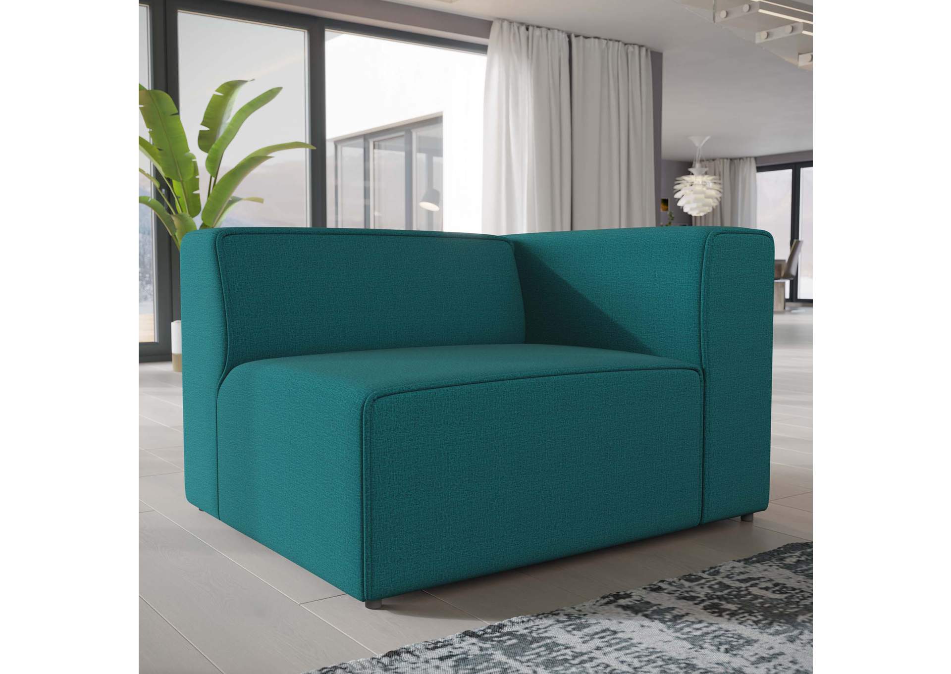 Teal Mingle Fabric Right-Facing Sofa,Modway