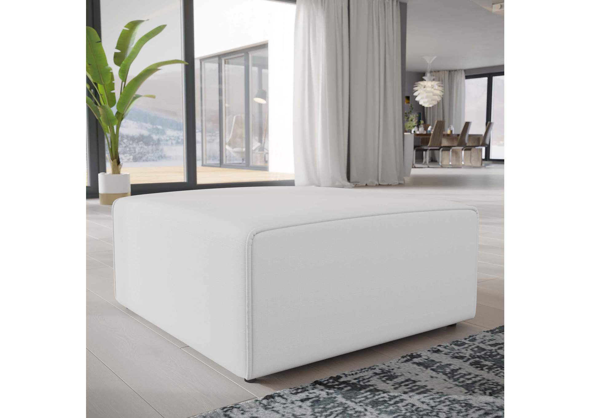 White Mingle Fabric Ottoman,Modway
