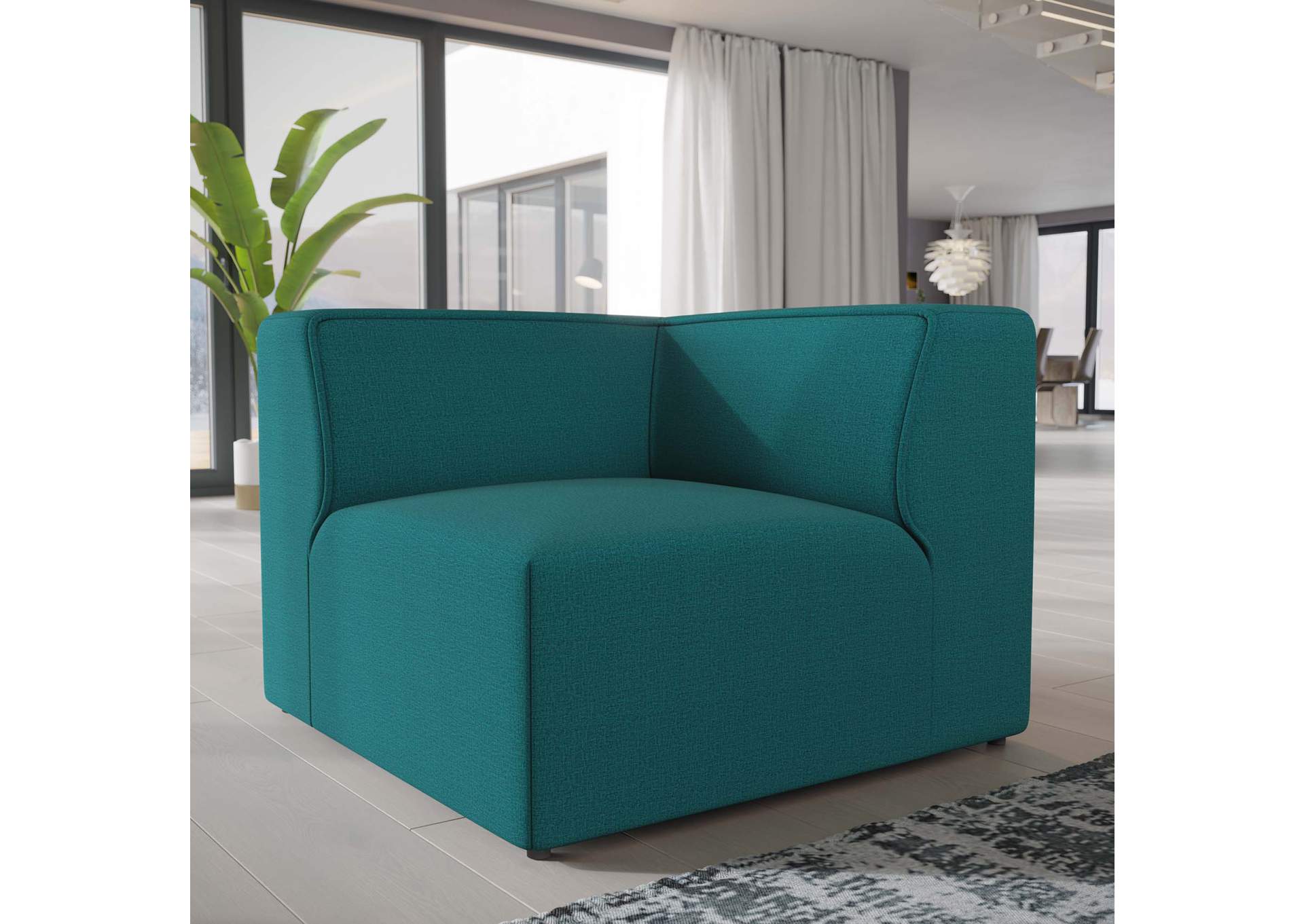 Teal Mingle Corner Sofa,Modway