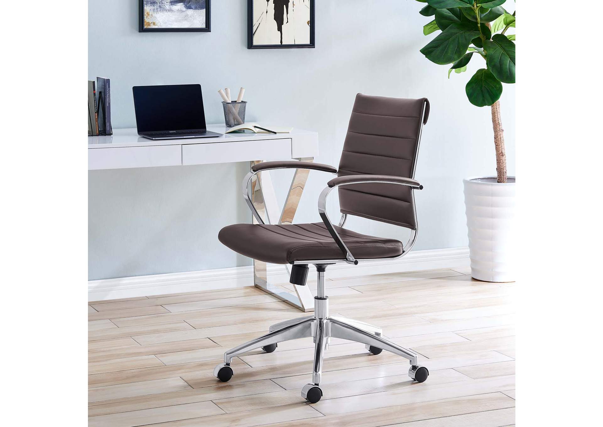 Brown Jive Mid Back Office Chair,Modway