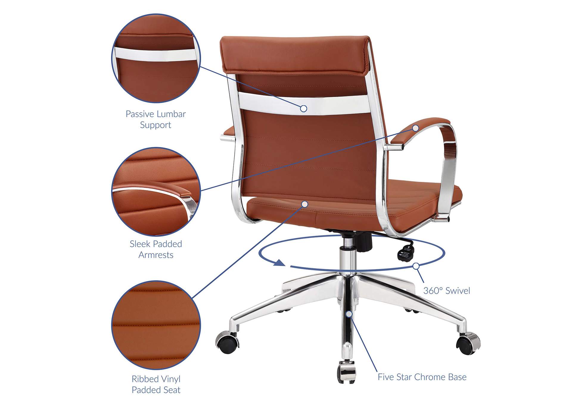 Terracotta Jive Mid Back Office Chair,Modway