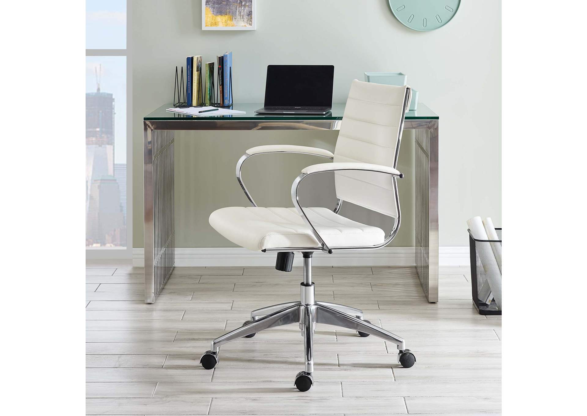 White Jive Mid Back Office Chair,Modway