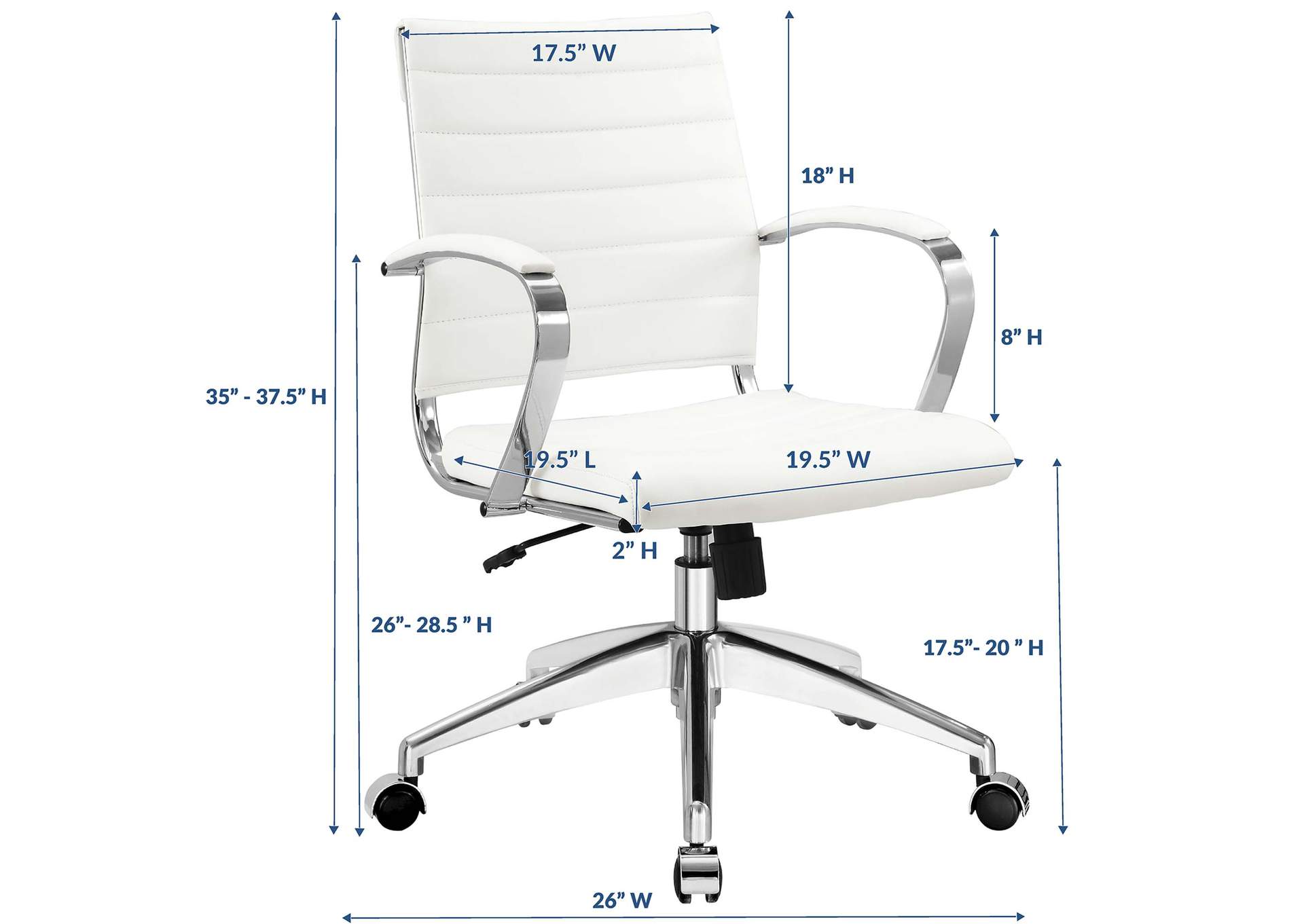 White Jive Mid Back Office Chair,Modway