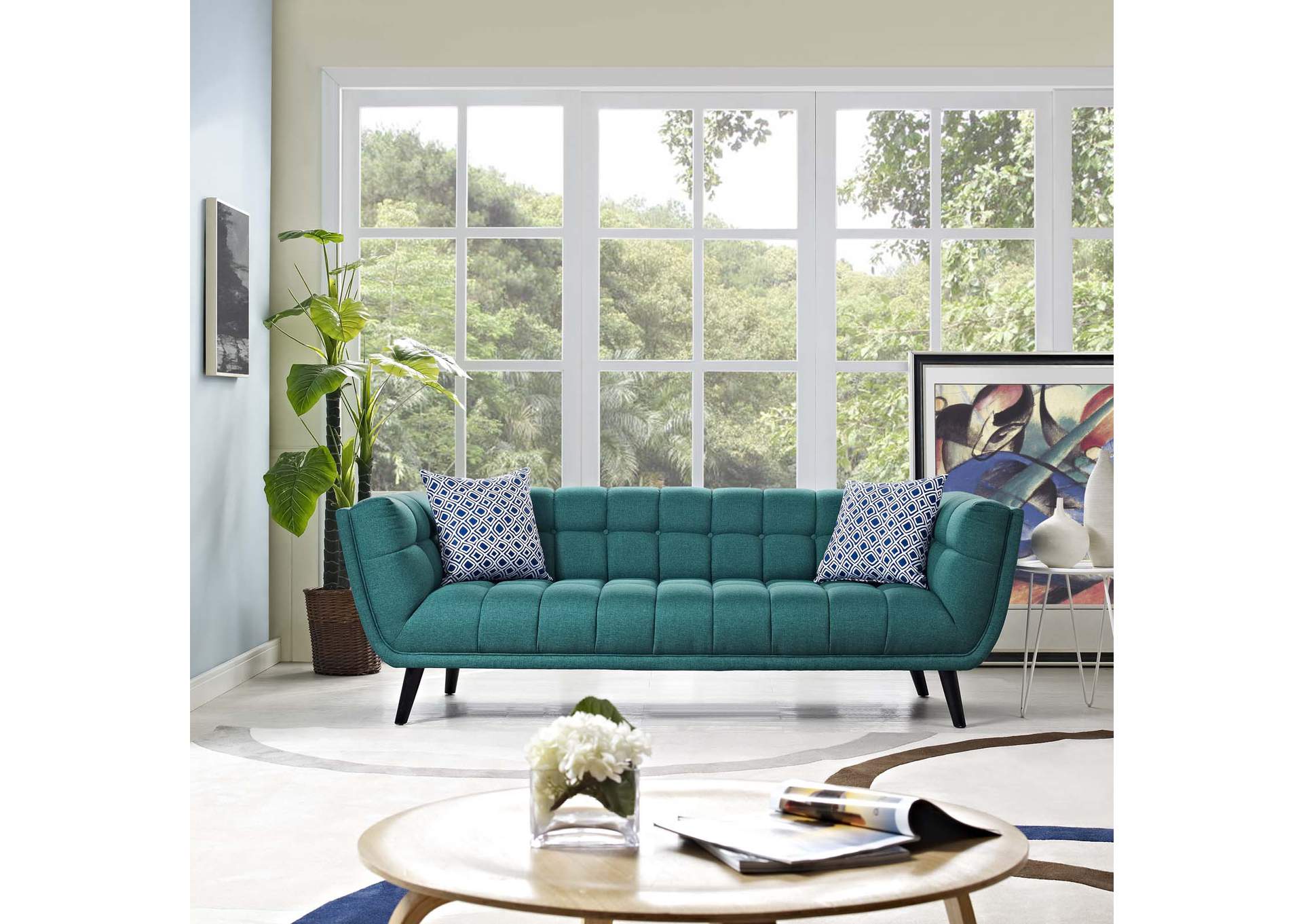 Teal Bestow Upholstered Fabric Sofa,Modway