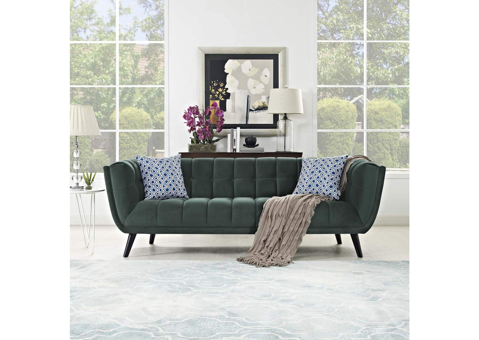 Green Bestow Performance Velvet Sofa,Modway