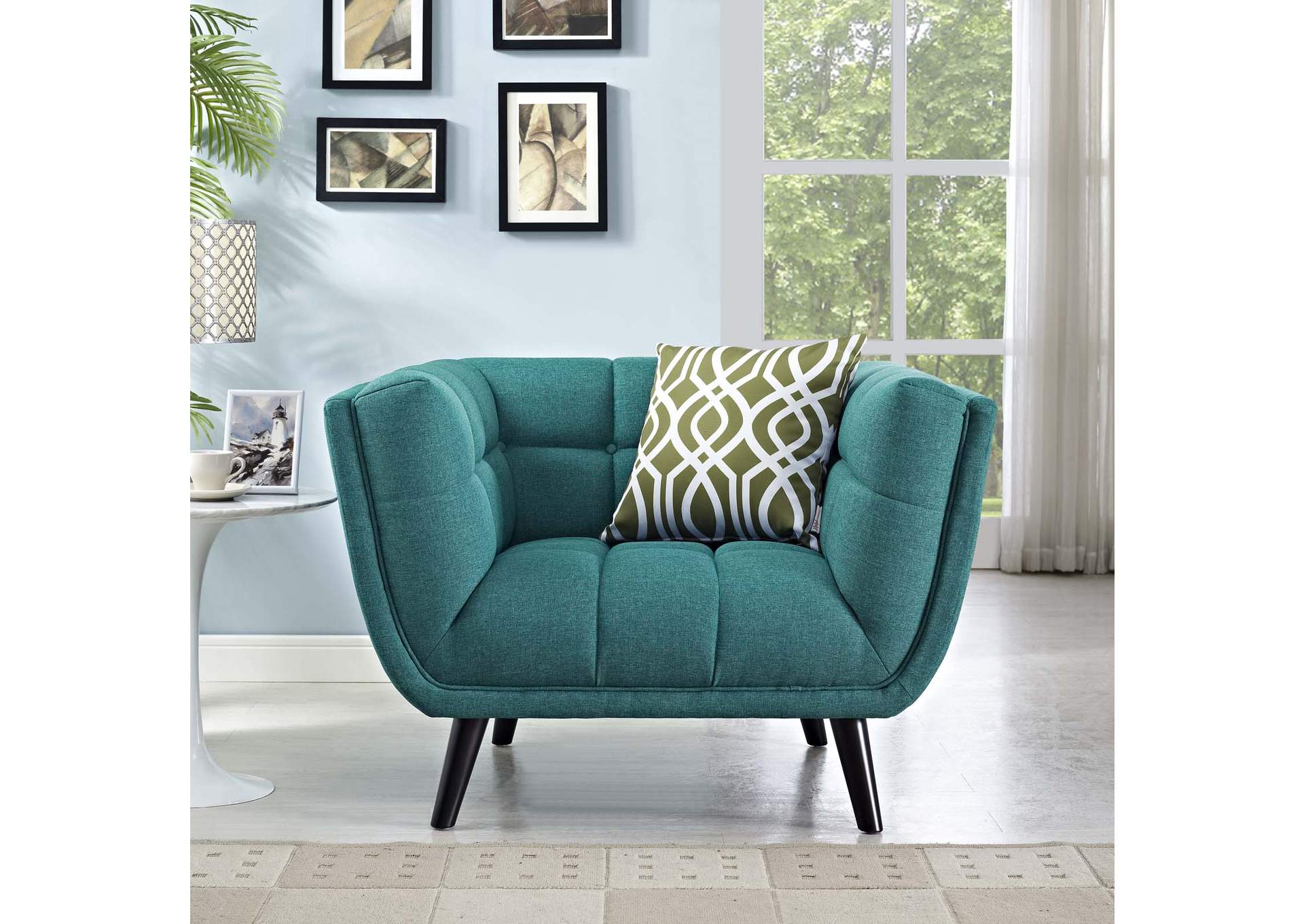 Teal Bestow Upholstered Fabric Arm Chair,Modway