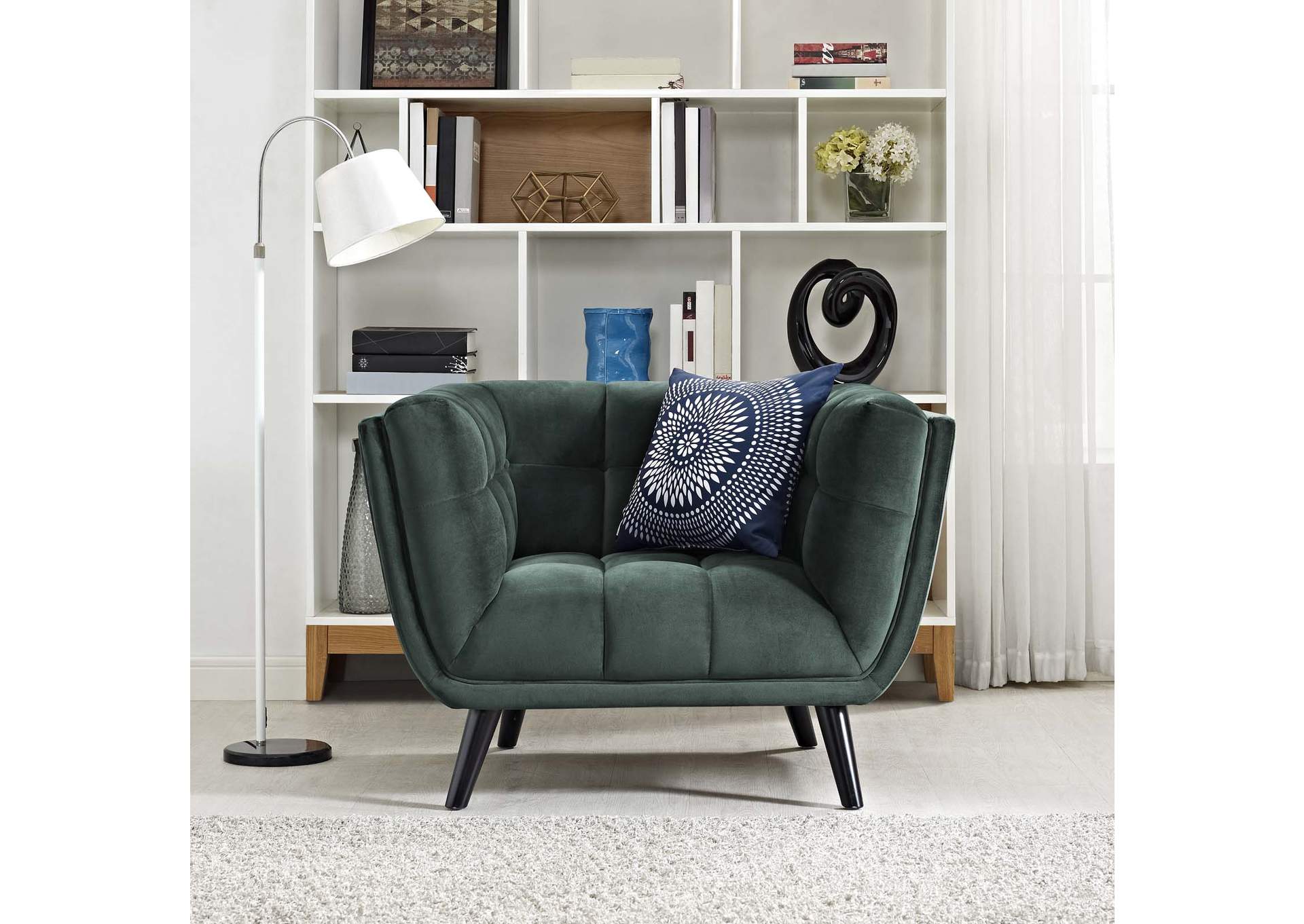Green Bestow Performance Velvet Arm Chair,Modway
