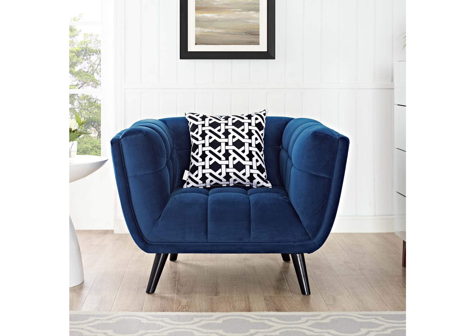 Navy Bestow Performance Velvet Arm Chair,Modway
