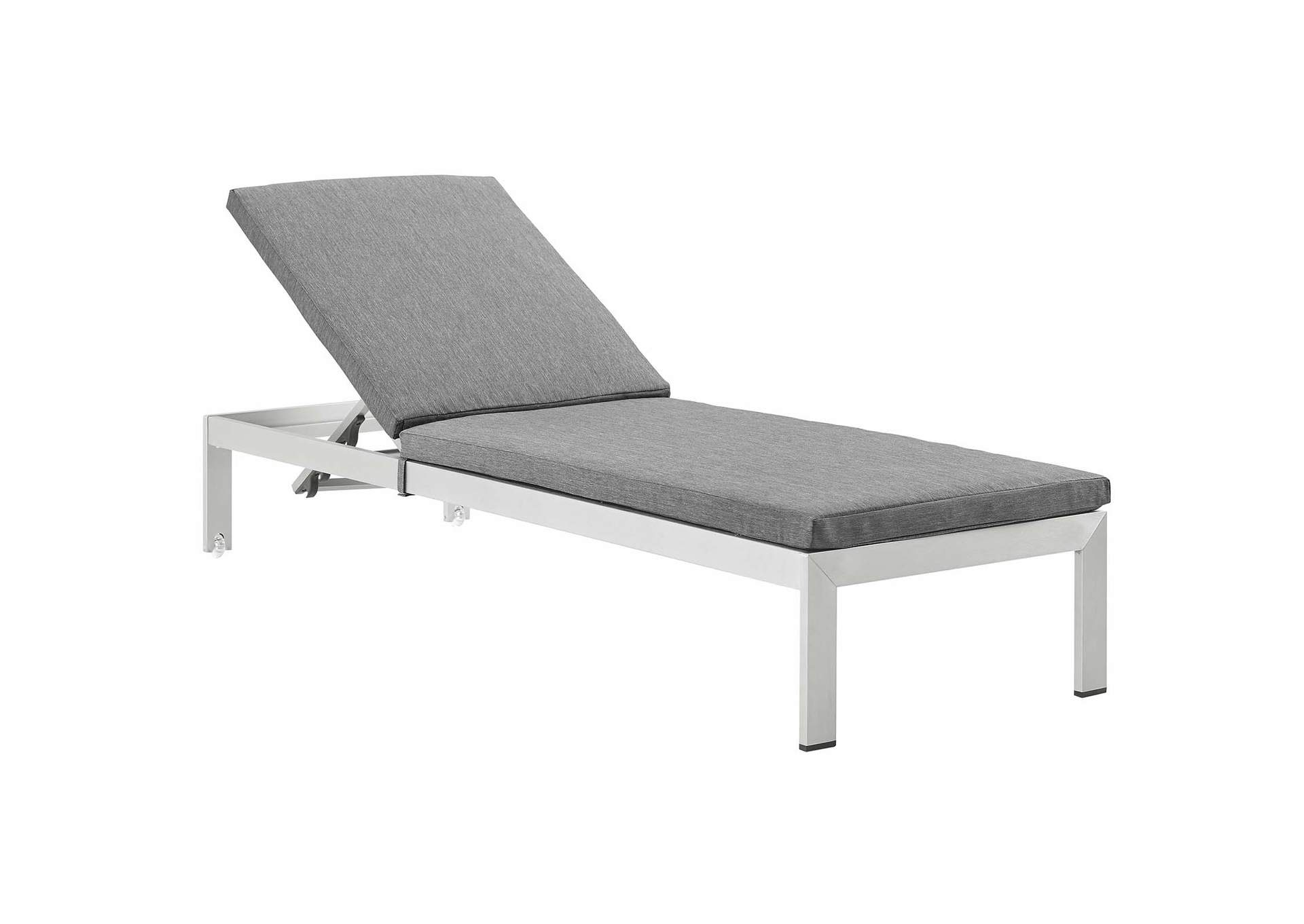 Silver Gray Shore 3 Piece Outdoor Patio Aluminum Chaise with Cushions,Modway