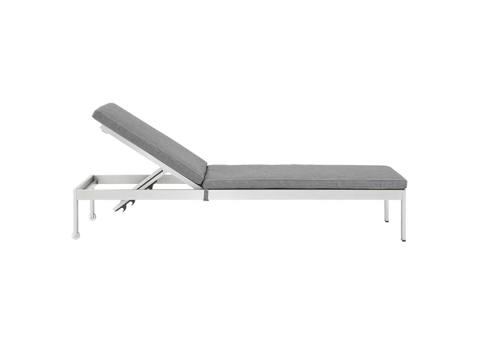 Silver Gray Shore 3 Piece Outdoor Patio Aluminum Chaise with Cushions,Modway
