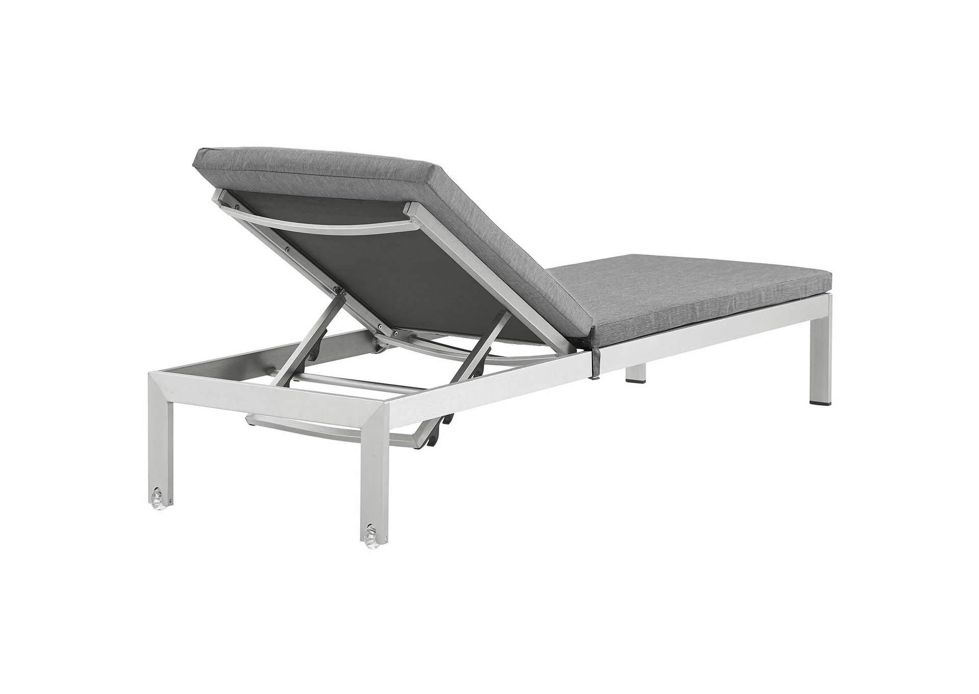 Silver Gray Shore 3 Piece Outdoor Patio Aluminum Chaise with Cushions,Modway