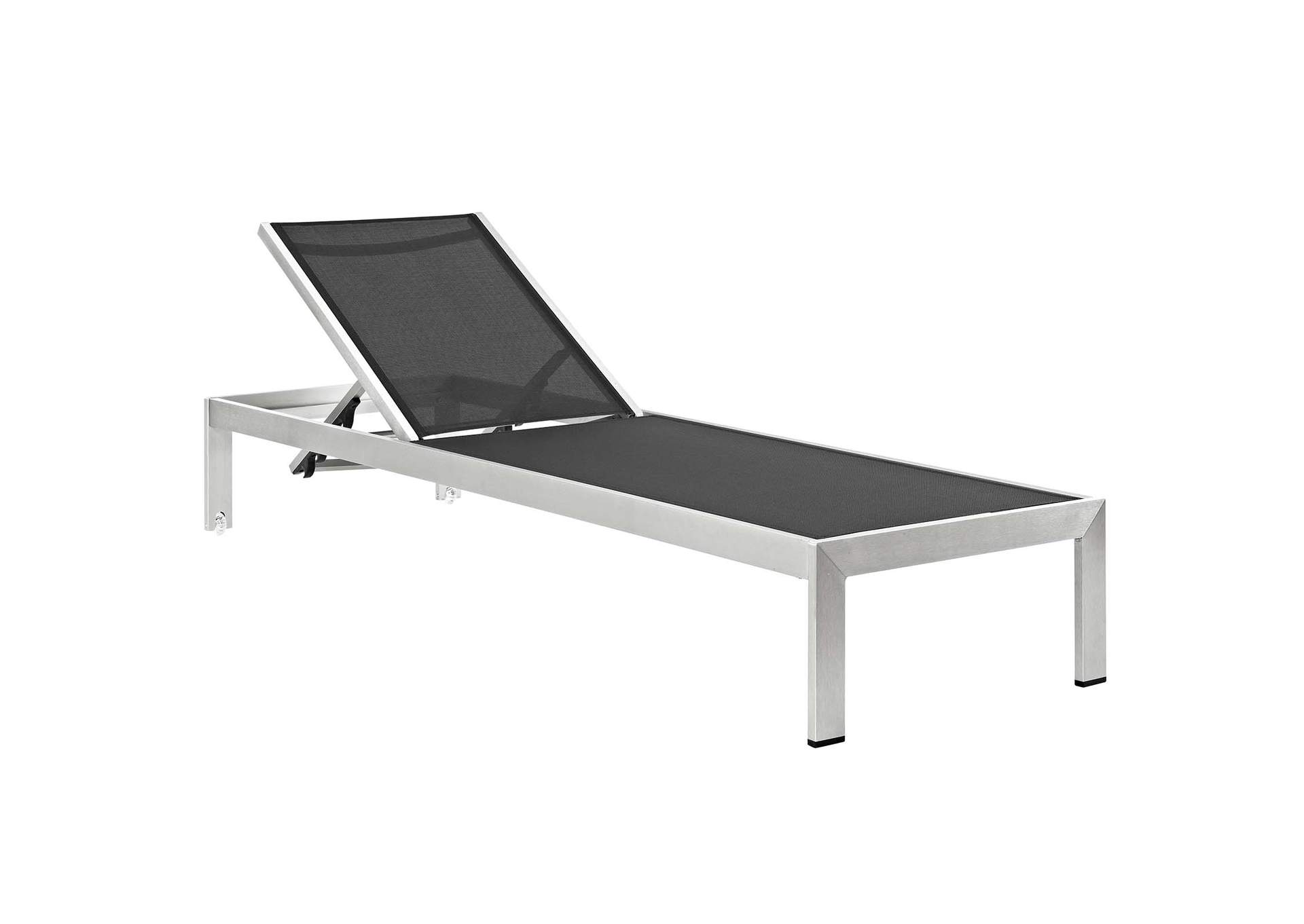 Silver Mocha Shore 3 Piece Outdoor Patio Aluminum Chaise with Cushions,Modway