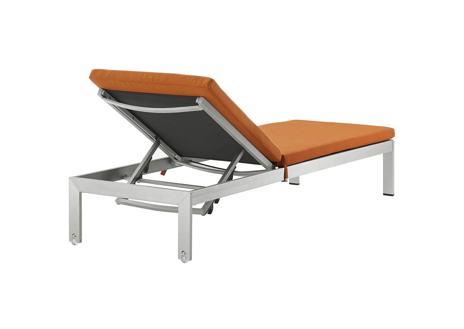 Silver Orange Shore Chaise with Cushions Outdoor Patio Aluminum [Set of 2],Modway