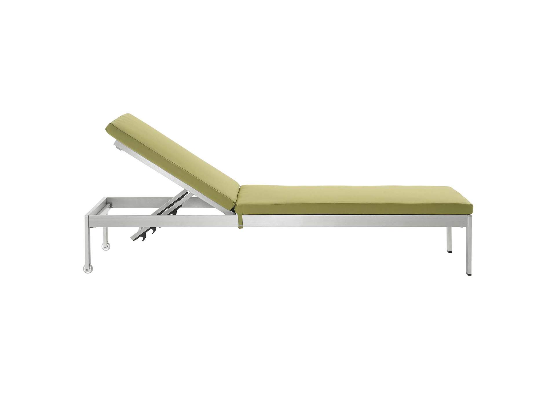Silver Peridot Shore Chaise with Cushions Outdoor Patio Aluminum [Set of 2],Modway
