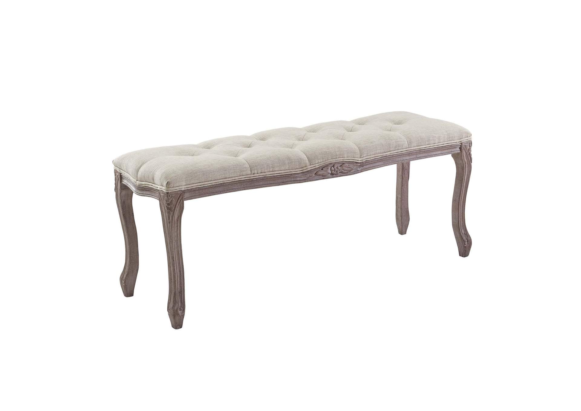 Beige Regal Vintage French Upholstered Fabric Bench,Modway