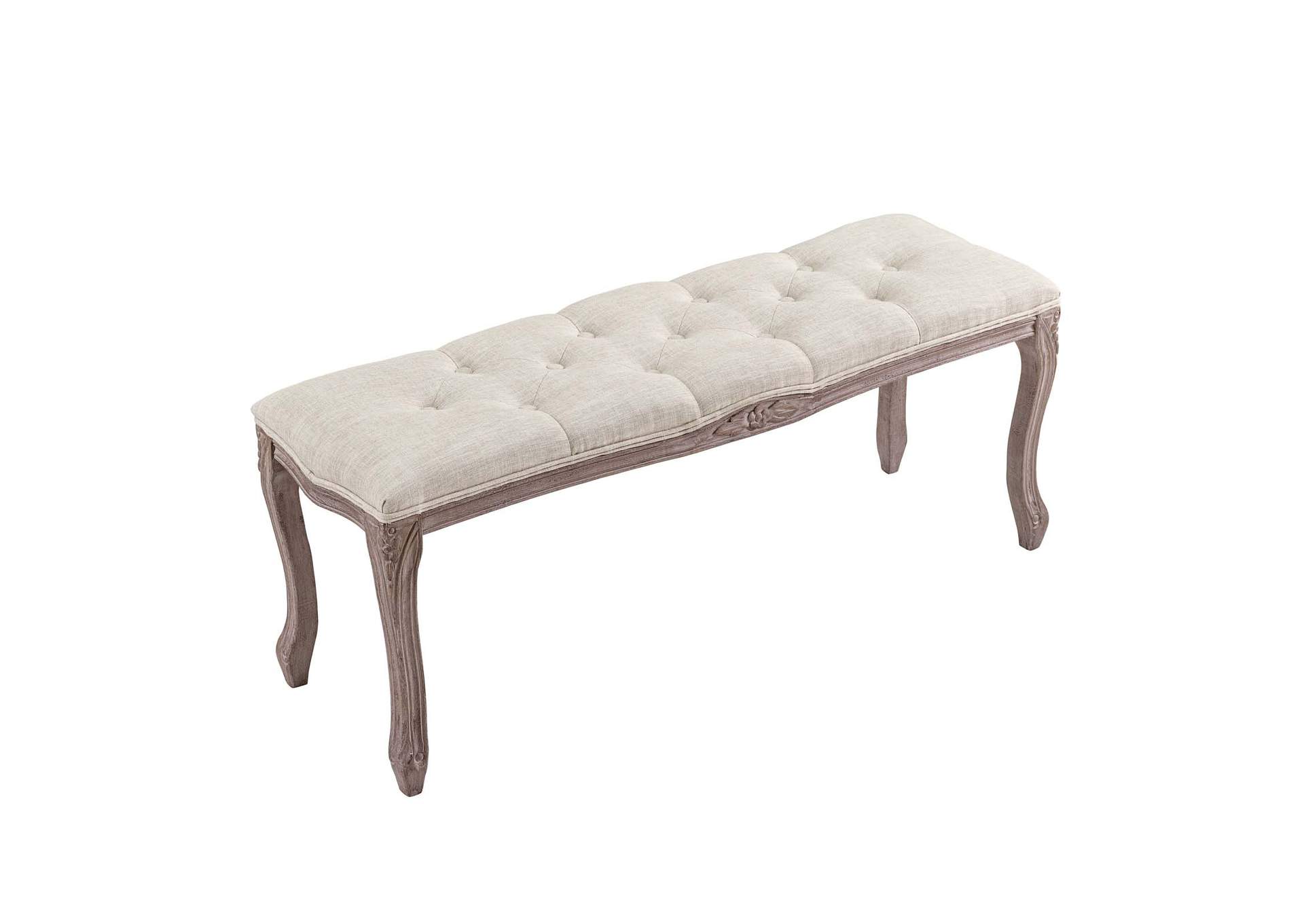 Beige Regal Vintage French Upholstered Fabric Bench,Modway