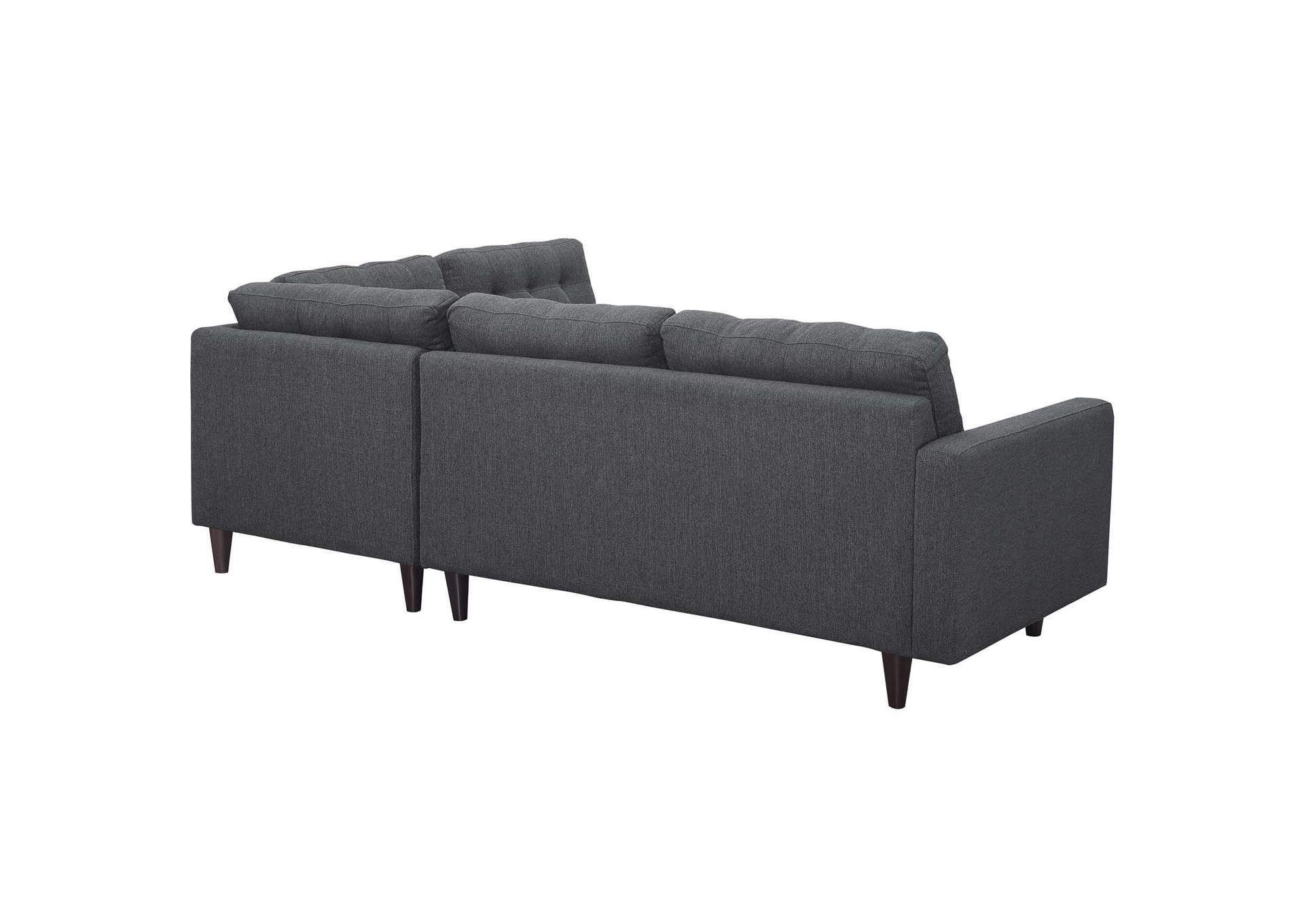 Gray Empress 2 Piece Upholstered Fabric Right Facing Bumper Sectional,Modway