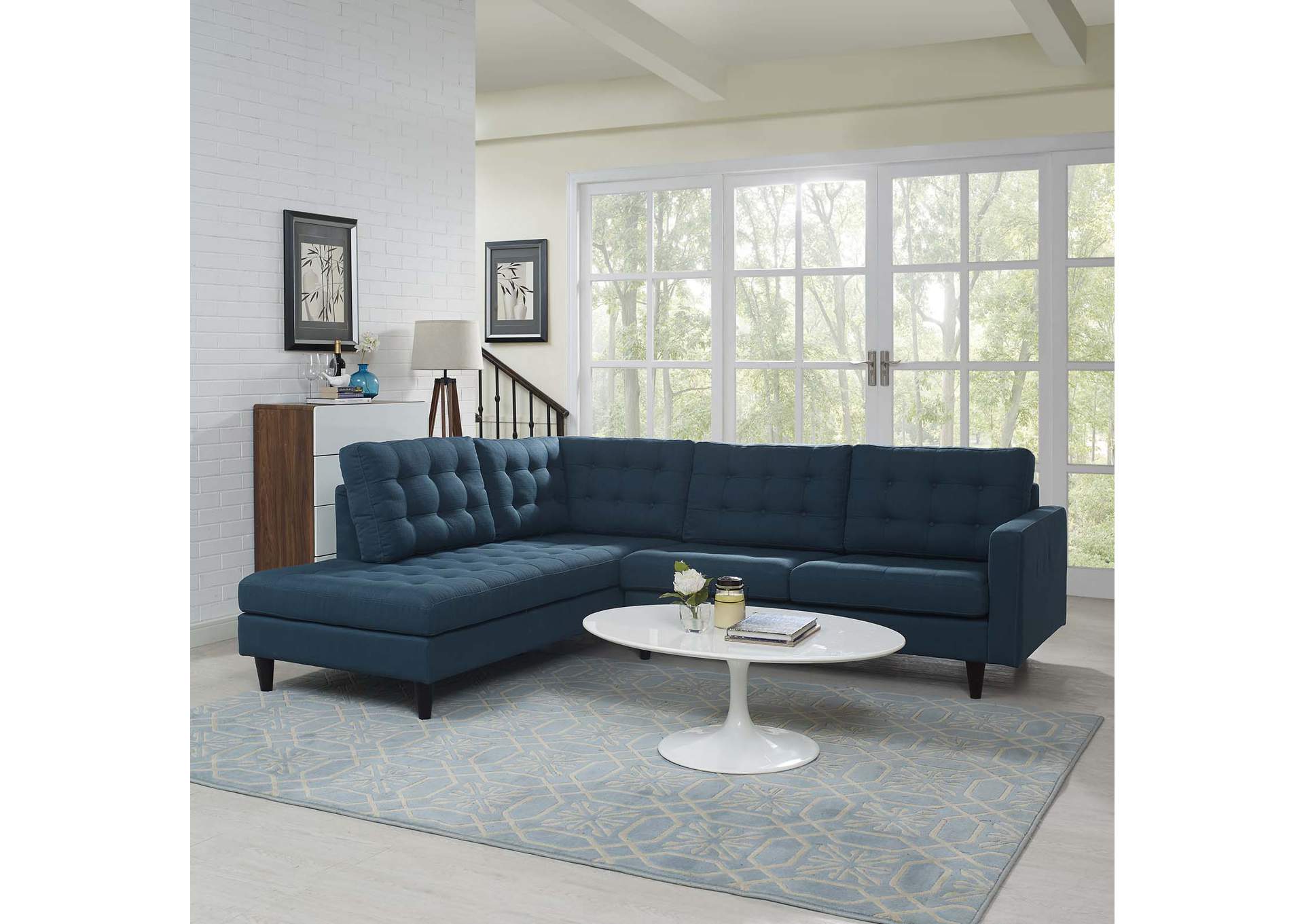 Azure Empress 2 Piece Upholstered Fabric Left Facing Bumper Sectional,Modway