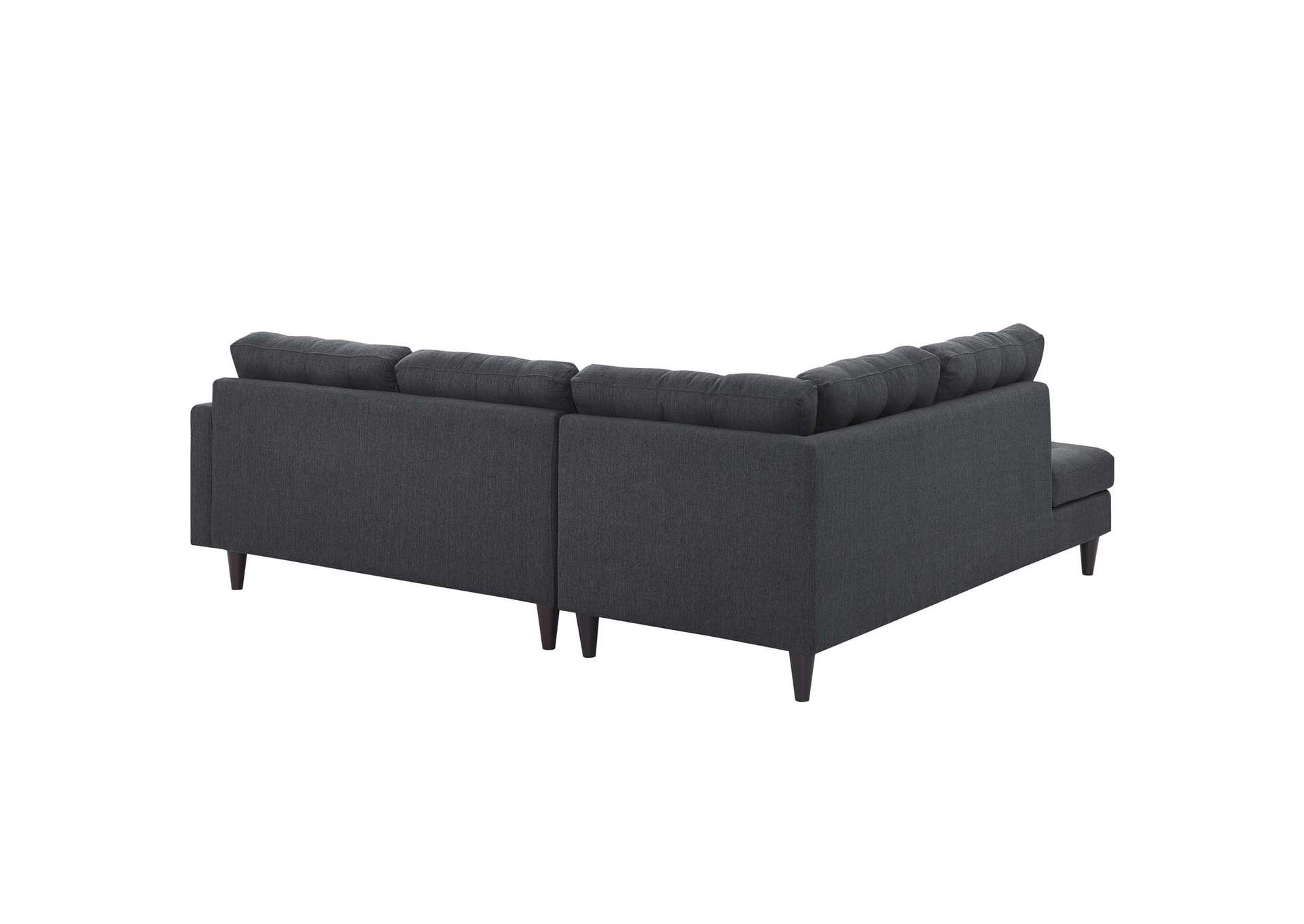 Gray Empress 2 Piece Upholstered Fabric Left Facing Bumper Sectional,Modway
