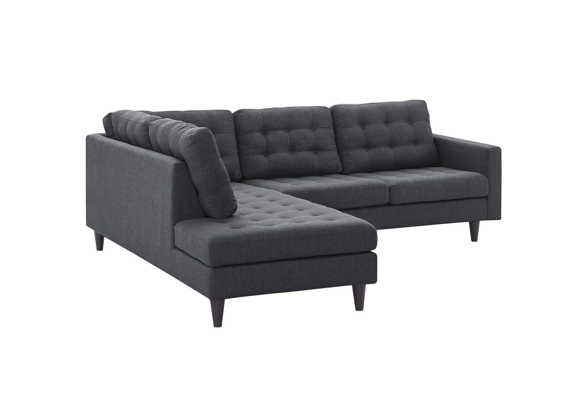 Gray Empress 2 Piece Upholstered Fabric Left Facing Bumper Sectional,Modway