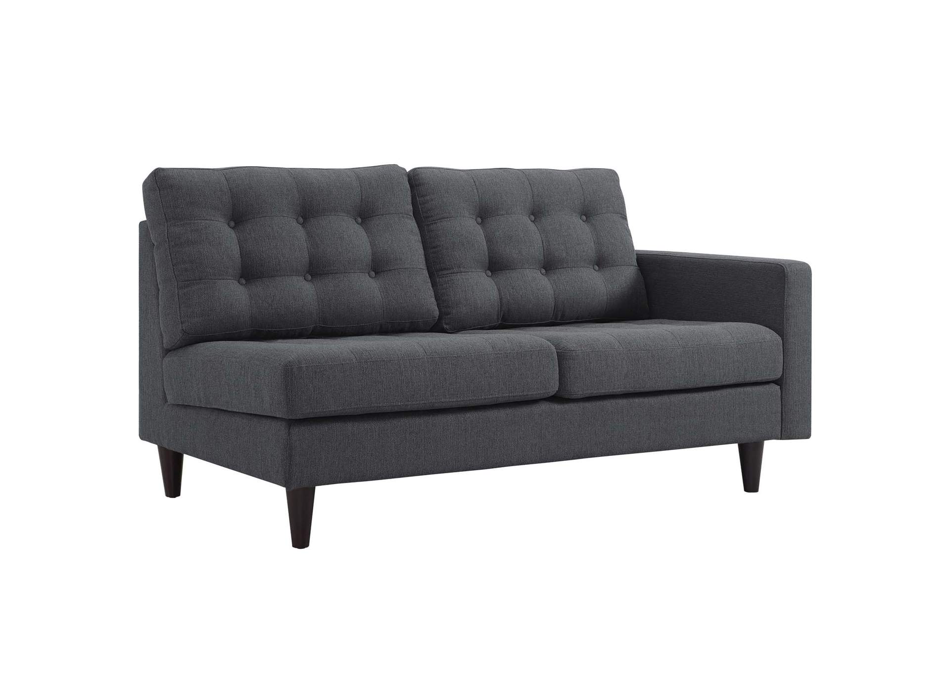 Gray Empress 2 Piece Upholstered Fabric Left Facing Bumper Sectional,Modway