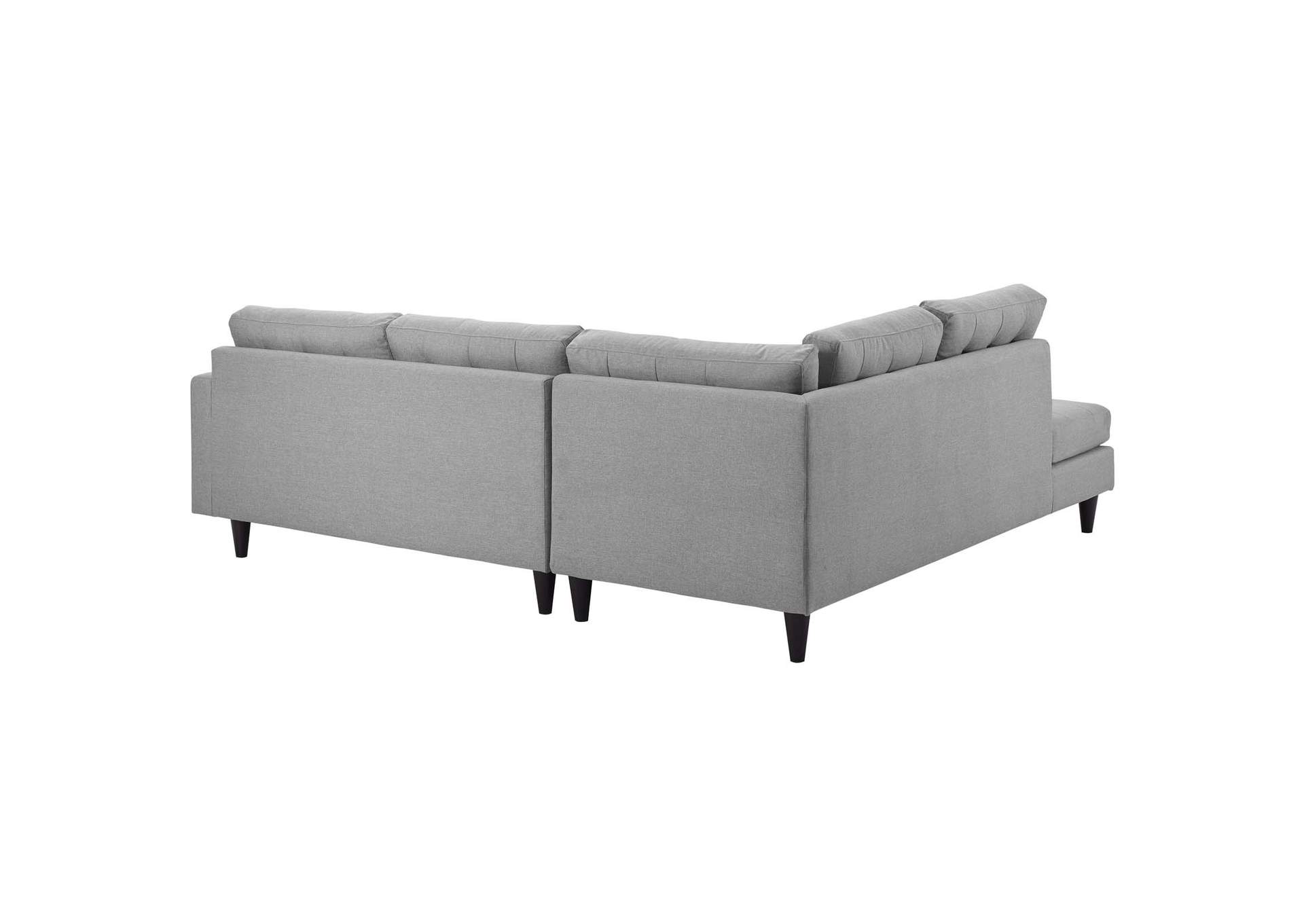 Light Gray Empress 2 Piece Upholstered Fabric Left Facing Bumper Sectional,Modway