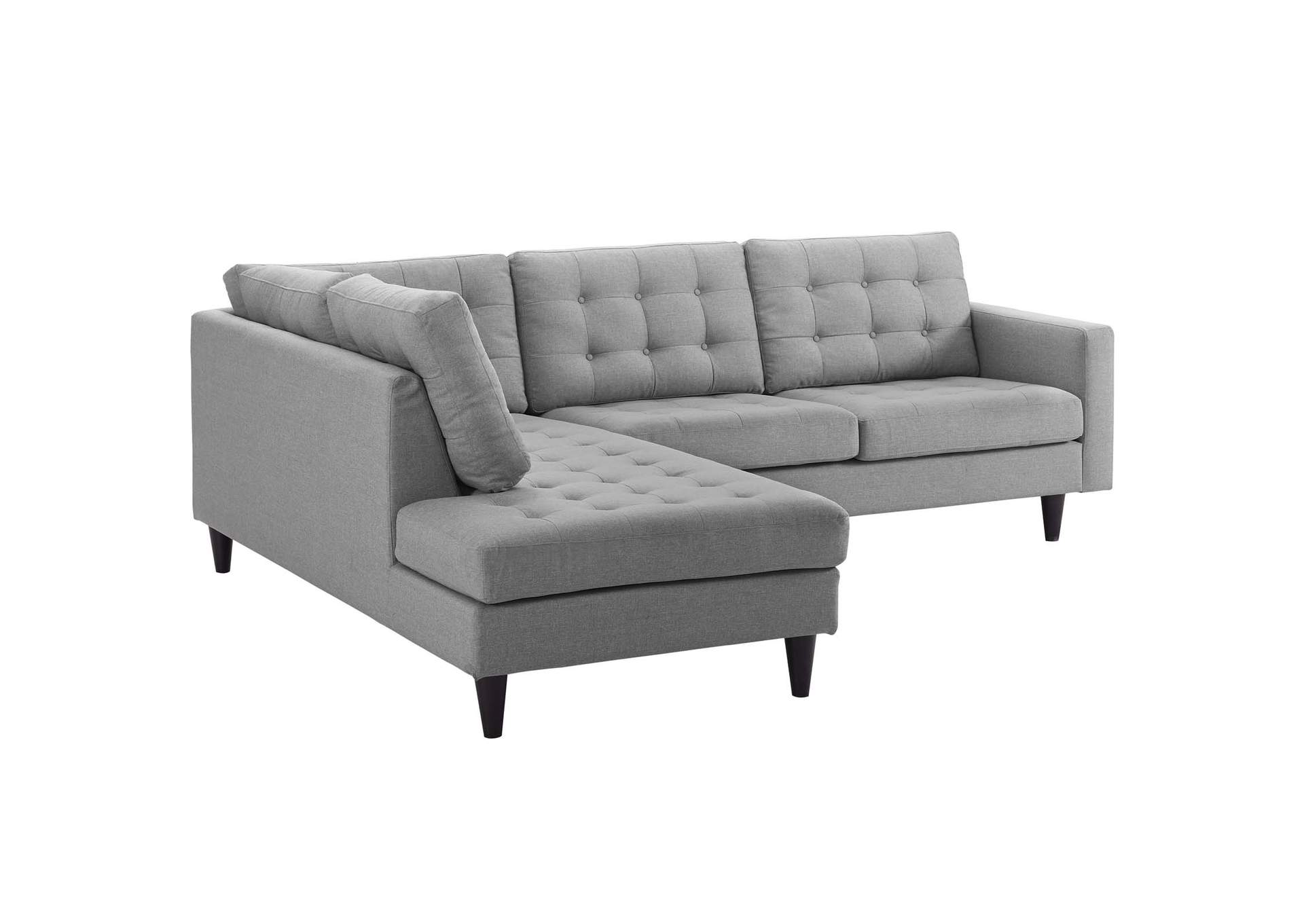 Light Gray Empress 2 Piece Upholstered Fabric Left Facing Bumper Sectional,Modway