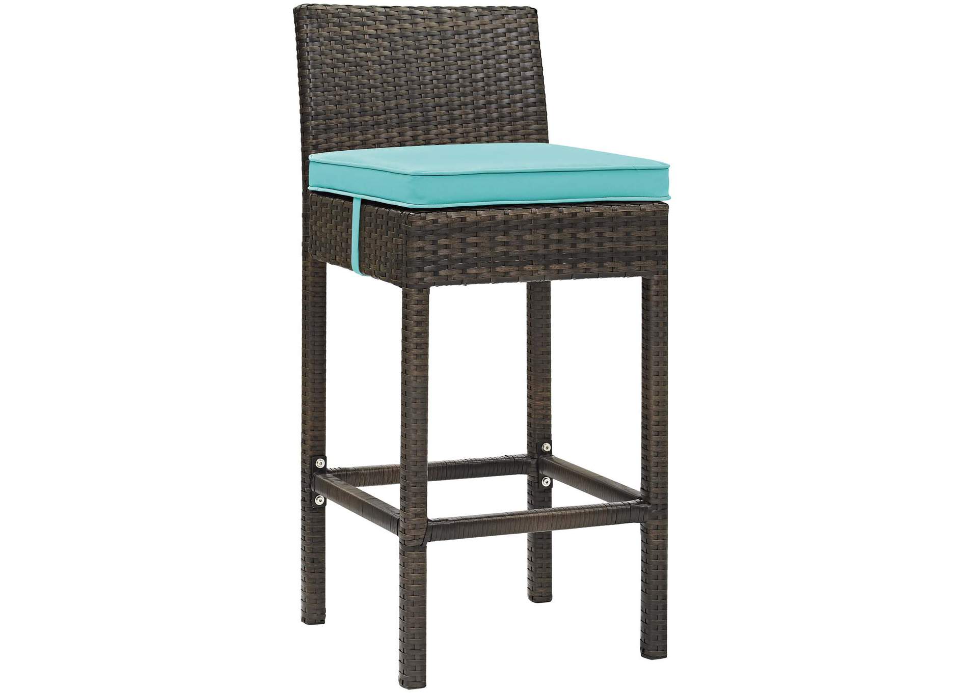 Conduit Brown Turquoise Outdoor Patio Wicker Rattan Bar Stool,Modway