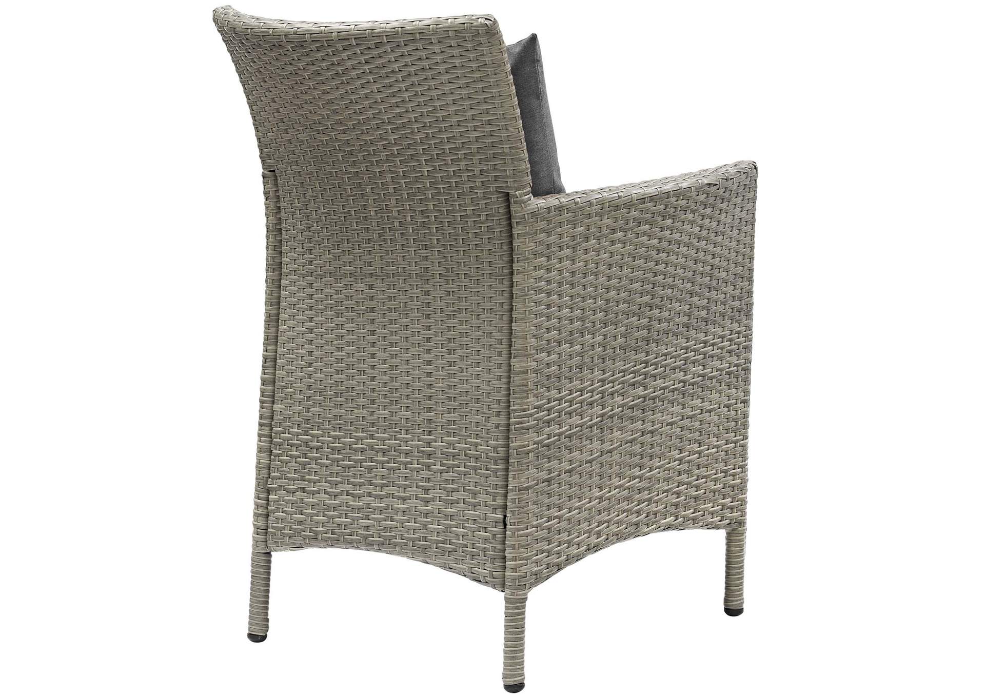 Conduit Light Gray Charcoal Outdoor Patio Wicker Rattan Arm Dining Chair,Modway