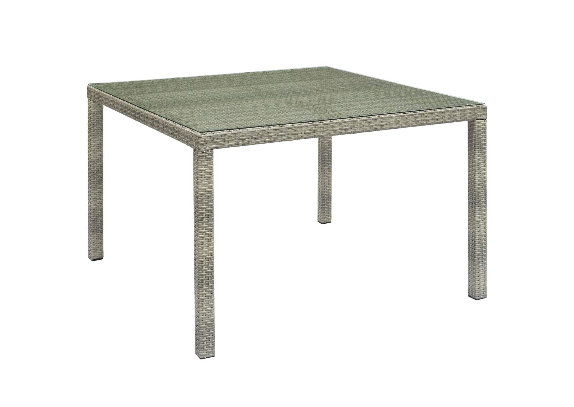 Light Gray Conduit 47" Square Outdoor Patio Wicker Rattan Table,Modway