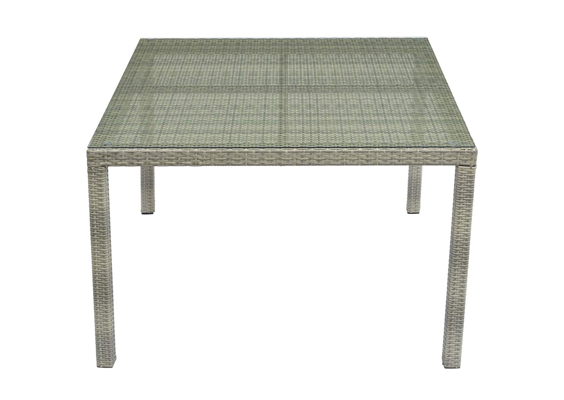 Light Gray Conduit 47" Square Outdoor Patio Wicker Rattan Table,Modway