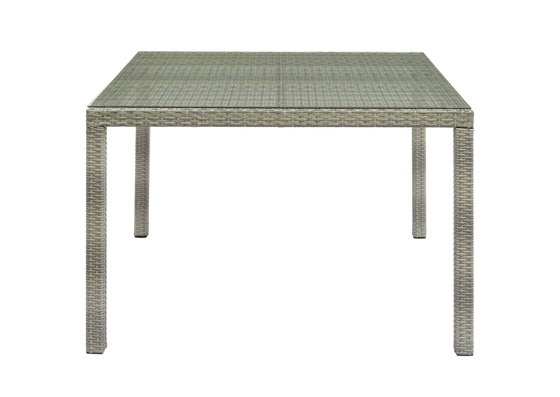 Light Gray Conduit 47" Square Outdoor Patio Wicker Rattan Table,Modway