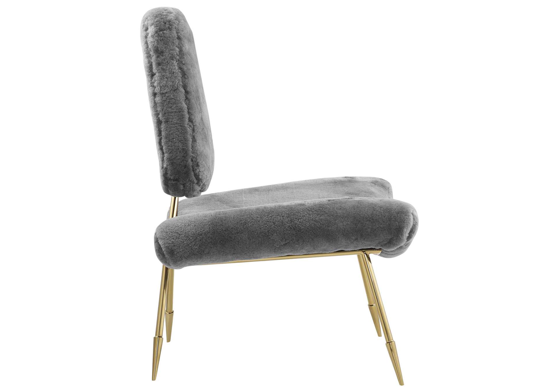 Gray Ponder Upholstered Sheepskin Fur Lounge Chair,Modway