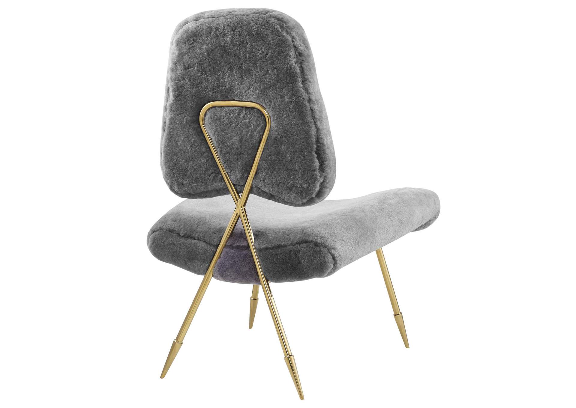 Gray Ponder Upholstered Sheepskin Fur Lounge Chair,Modway