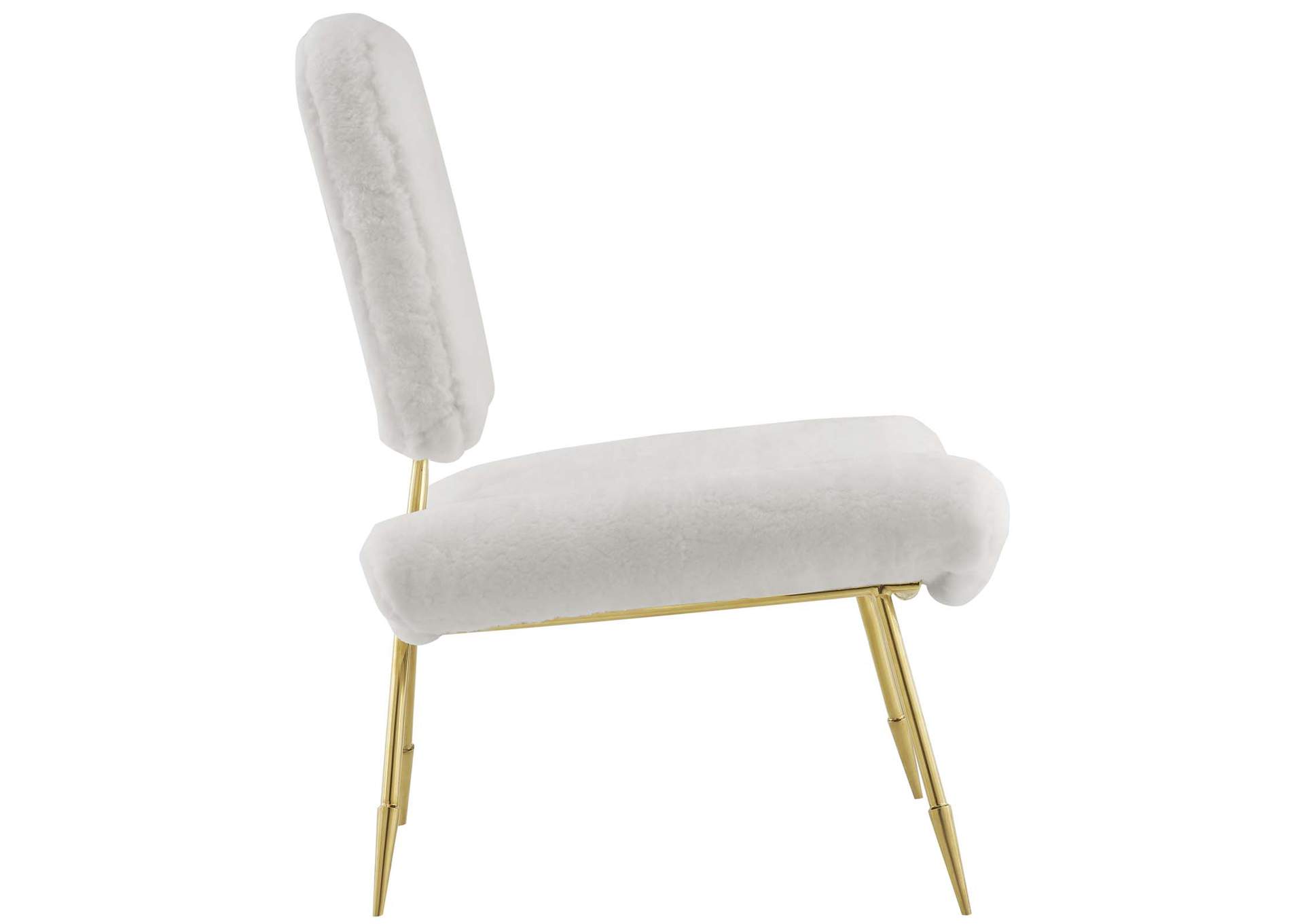 White Ponder Upholstered Sheepskin Fur Lounge Chair,Modway