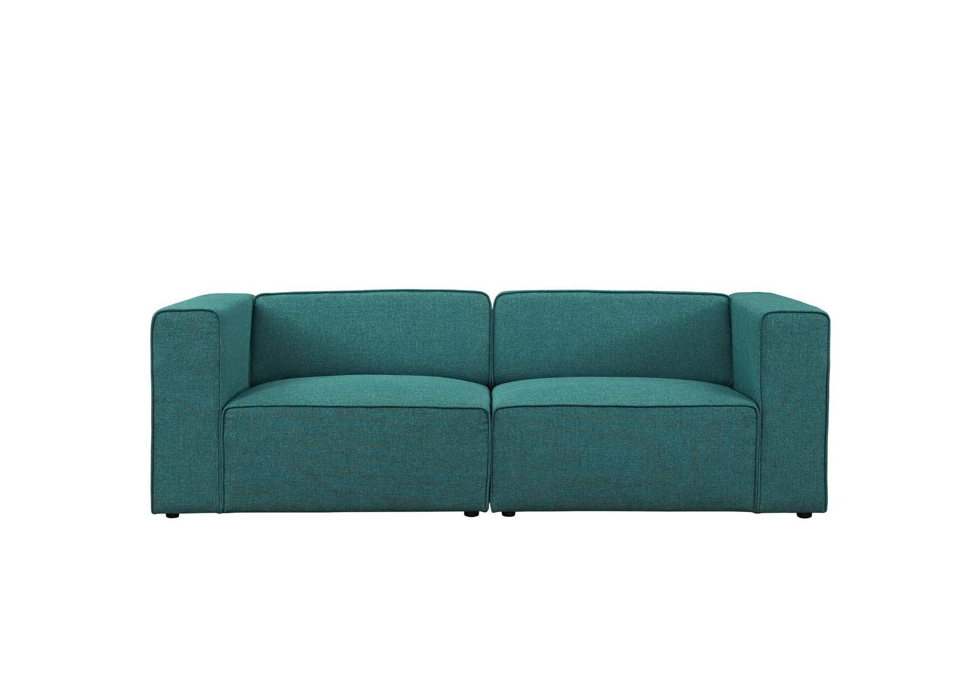 Teal Mingle 2 Piece Upholstered Fabric Sectional Sofa Set,Modway