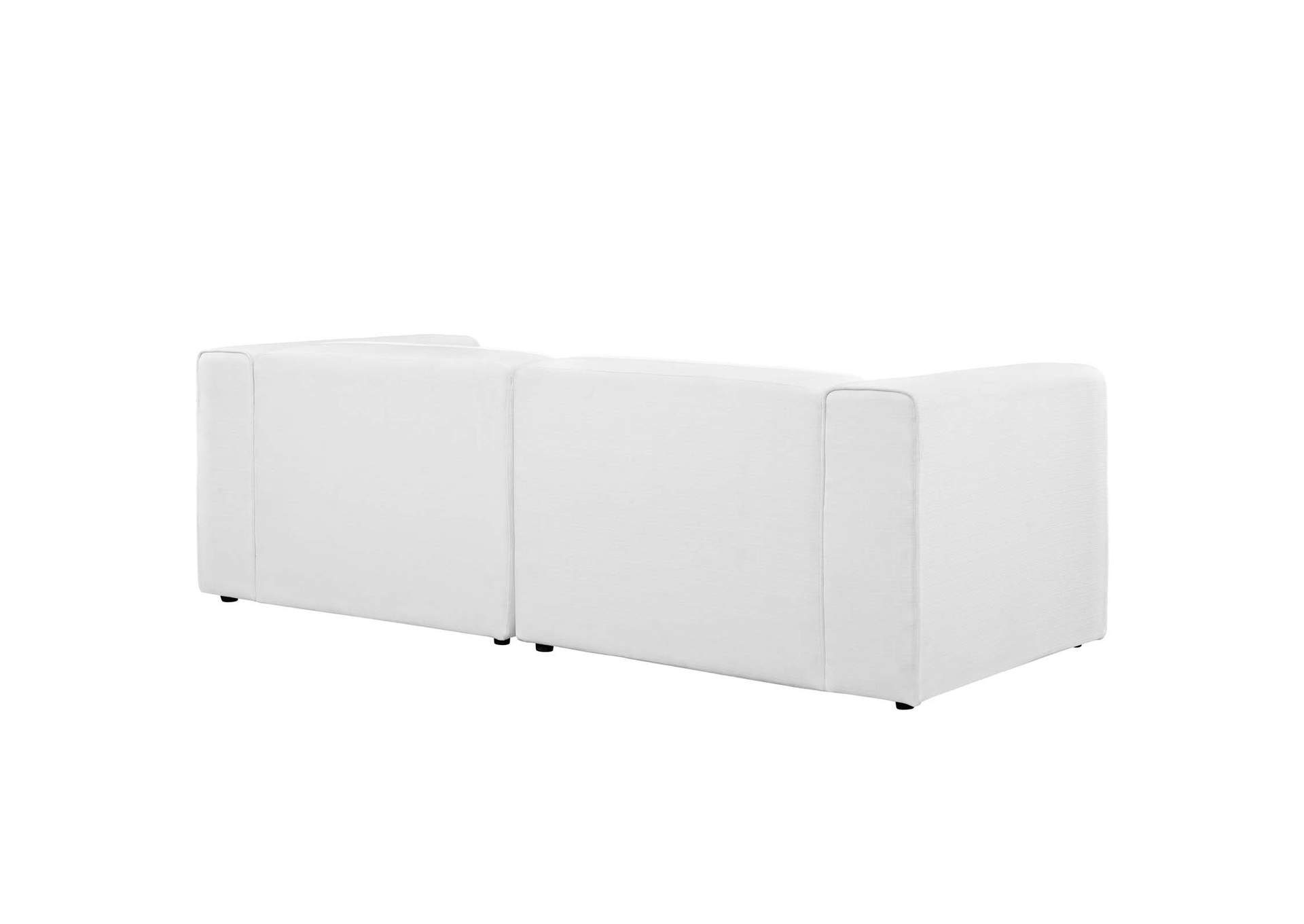 White Mingle 2 Piece Upholstered Fabric Sectional Sofa Set,Modway
