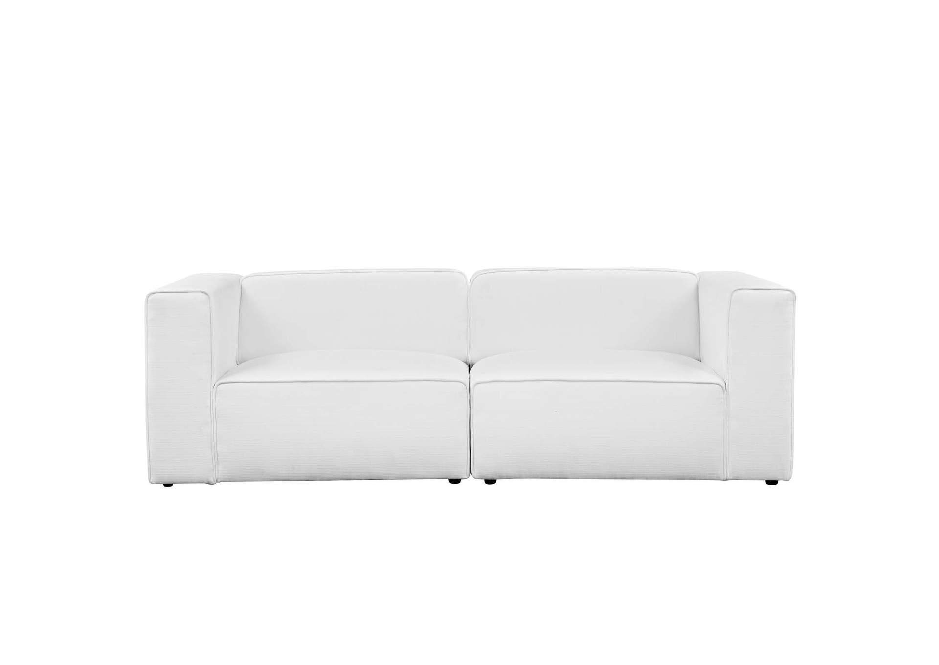 White Mingle 2 Piece Upholstered Fabric Sectional Sofa Set,Modway