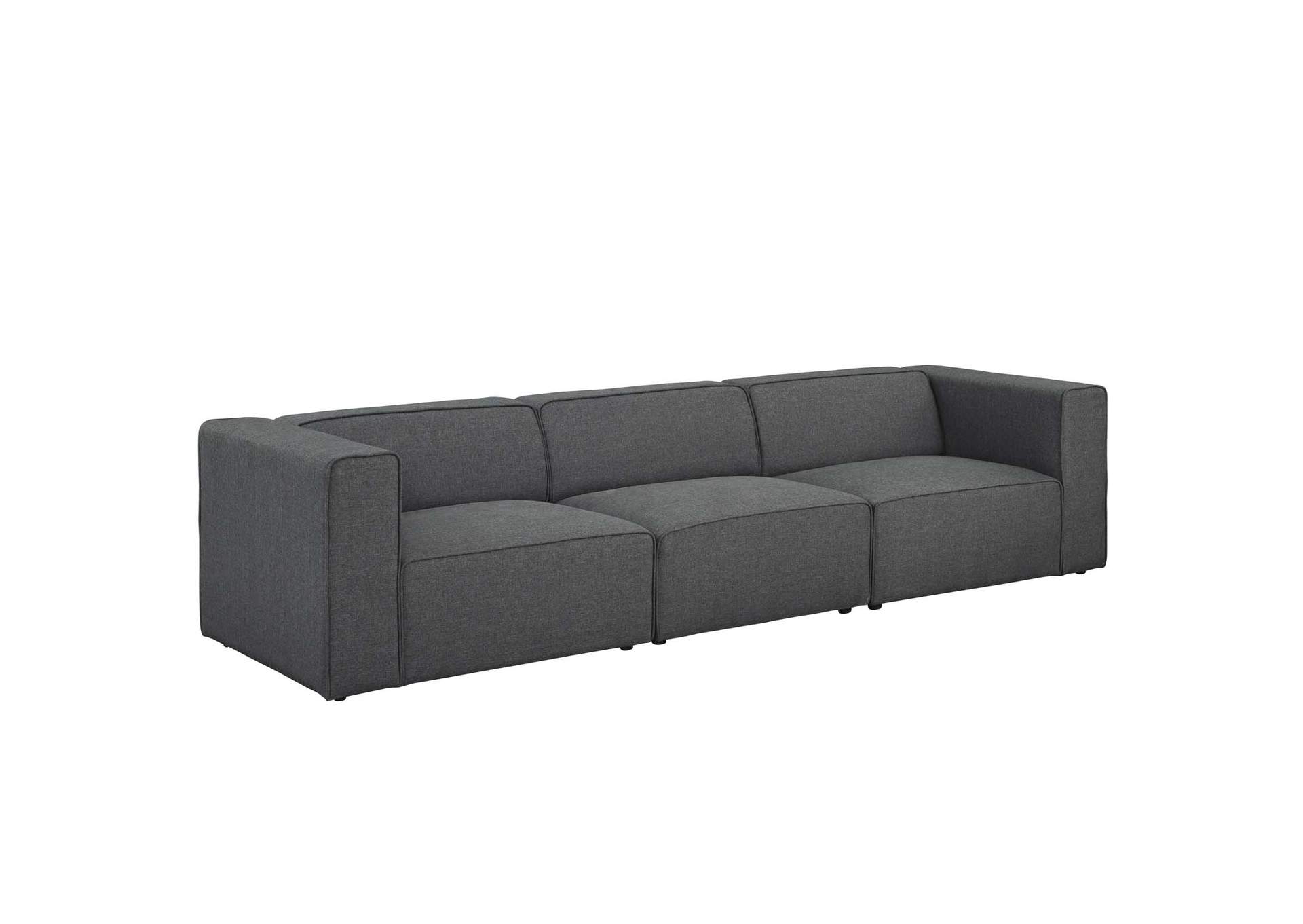 Gray Mingle 3 Piece Upholstered Fabric Sectional Sofa Set,Modway