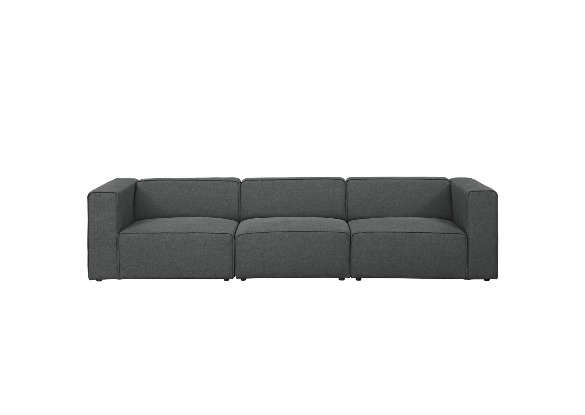 Gray Mingle 3 Piece Upholstered Fabric Sectional Sofa Set,Modway