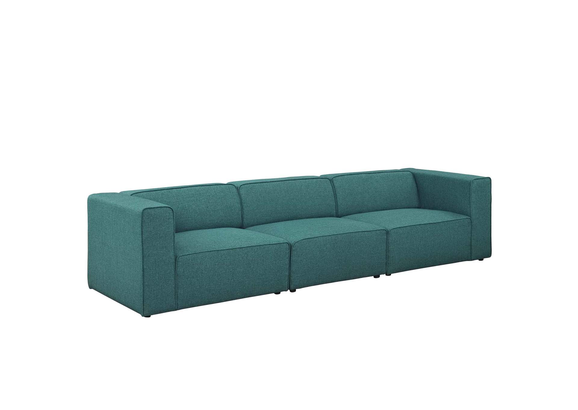Teal Mingle 3 Piece Upholstered Fabric Sectional Sofa Set,Modway