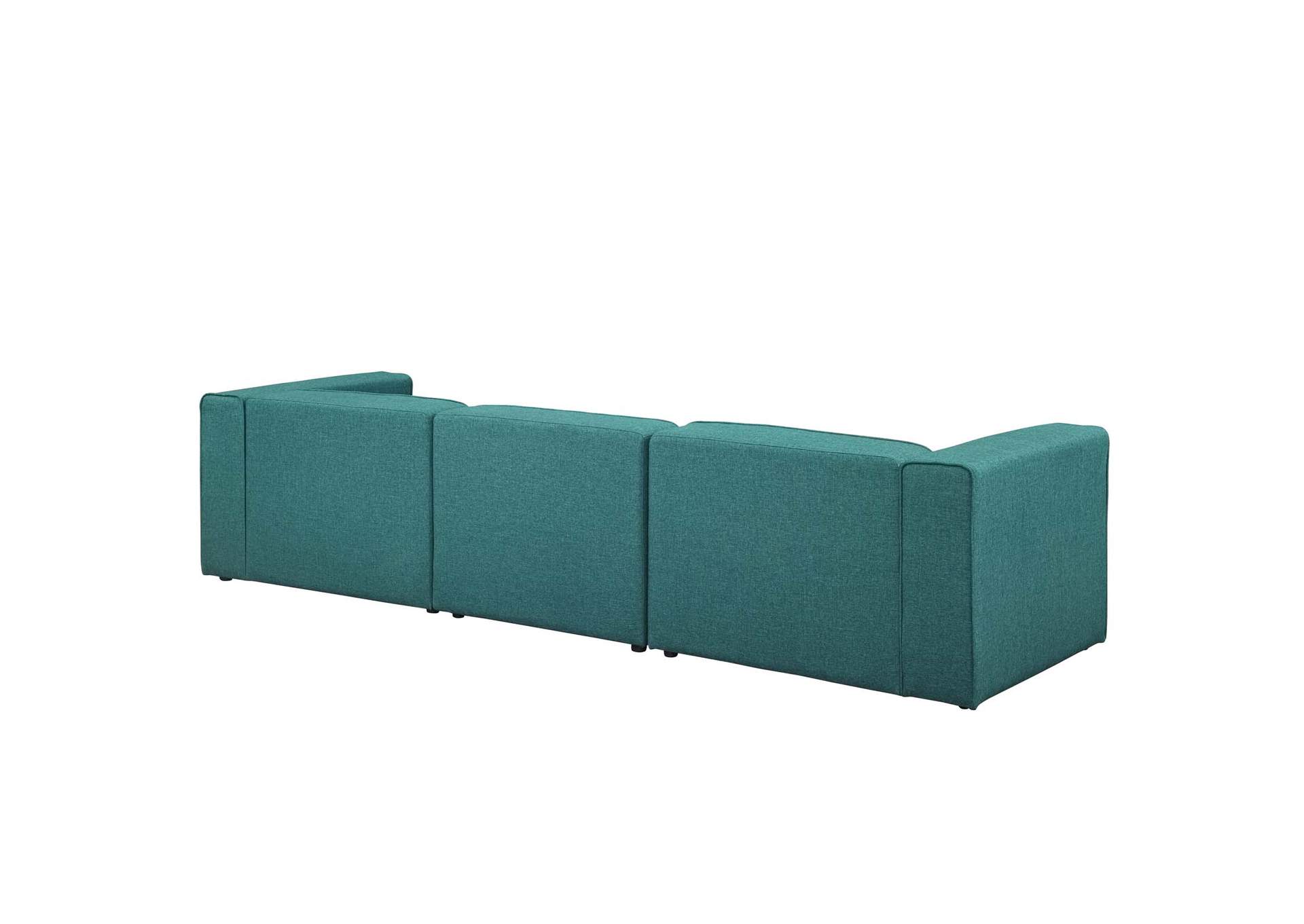 Teal Mingle 3 Piece Upholstered Fabric Sectional Sofa Set,Modway