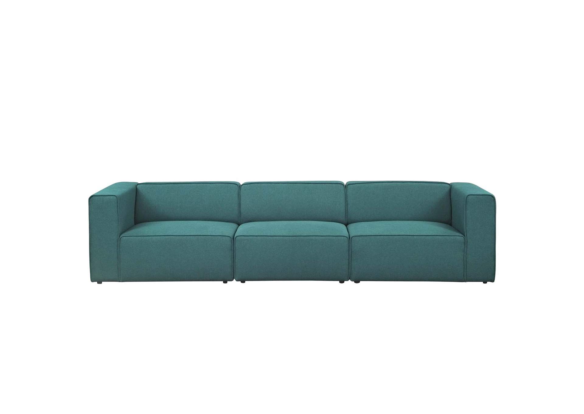 Teal Mingle 3 Piece Upholstered Fabric Sectional Sofa Set,Modway