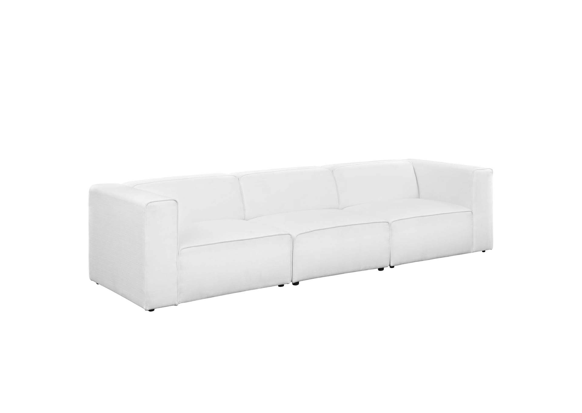 White Mingle 3 Piece Upholstered Fabric Sectional Sofa Set,Modway