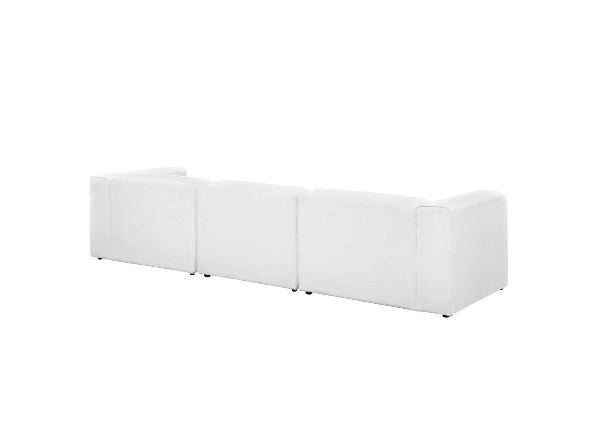 White Mingle 3 Piece Upholstered Fabric Sectional Sofa Set,Modway
