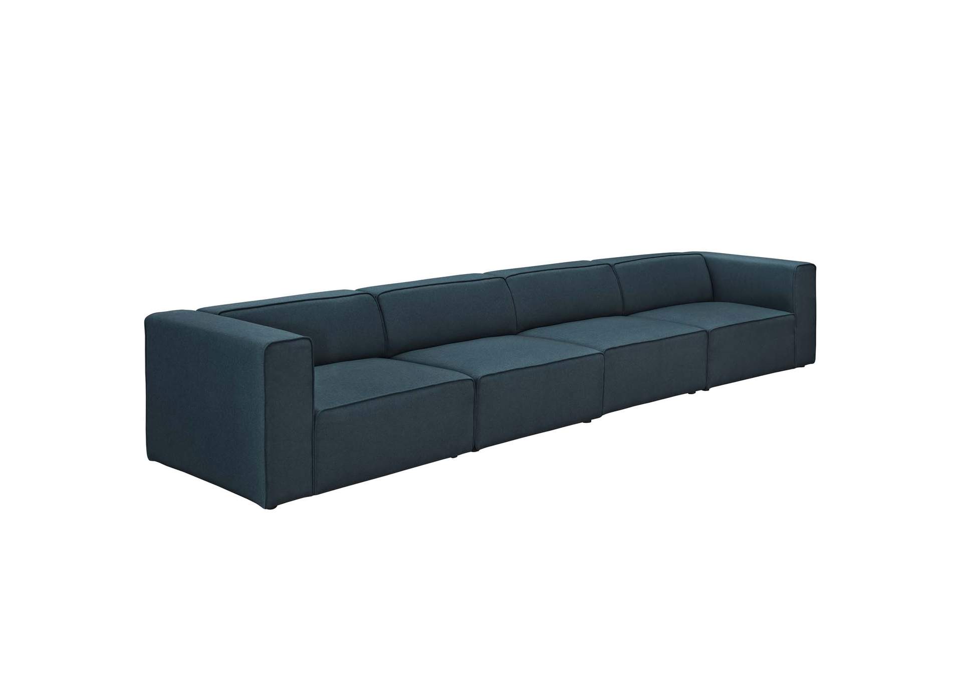 Blue Mingle 4 Piece Upholstered Fabric Sectional Sofa Set,Modway