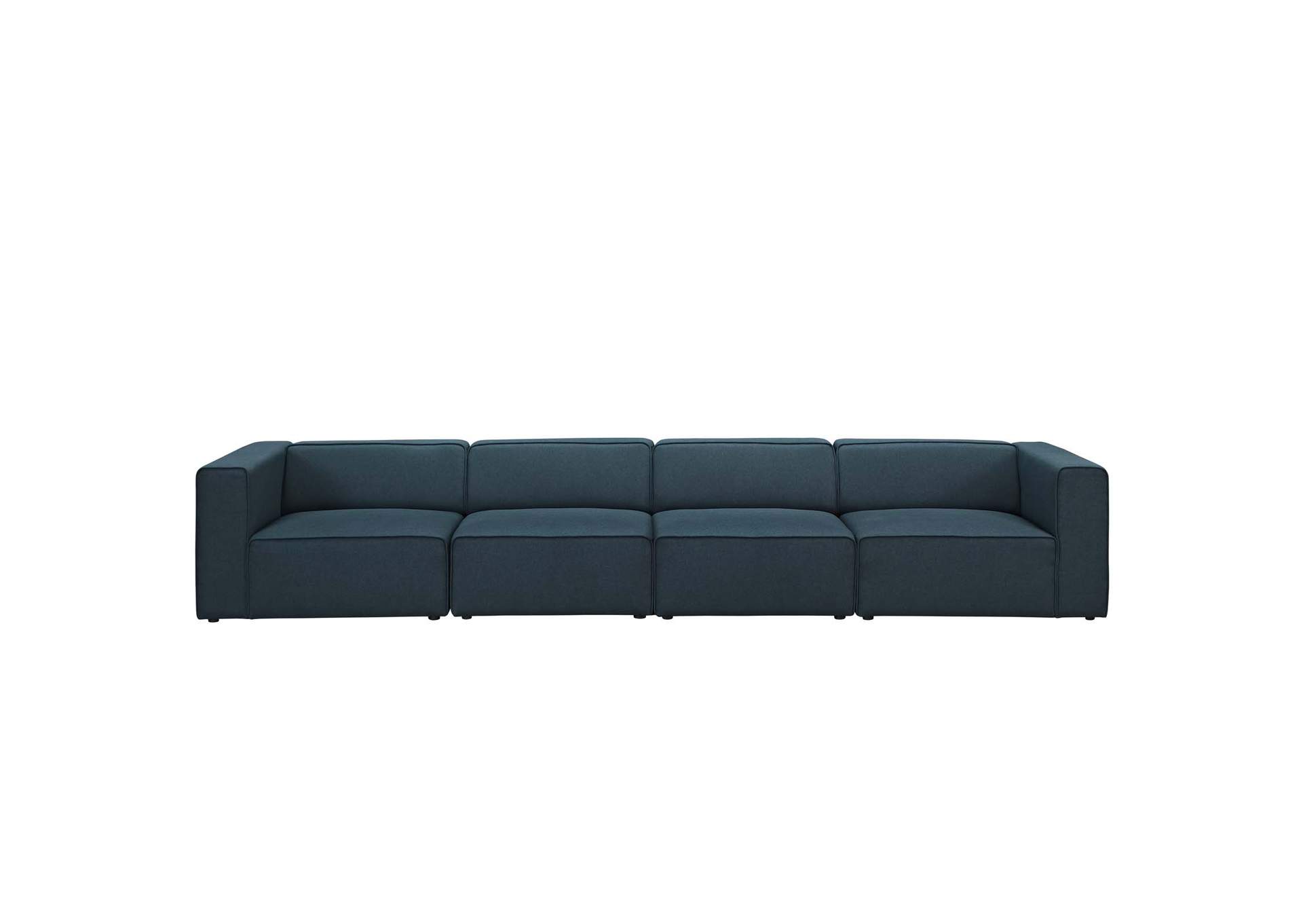 Blue Mingle 4 Piece Upholstered Fabric Sectional Sofa Set,Modway
