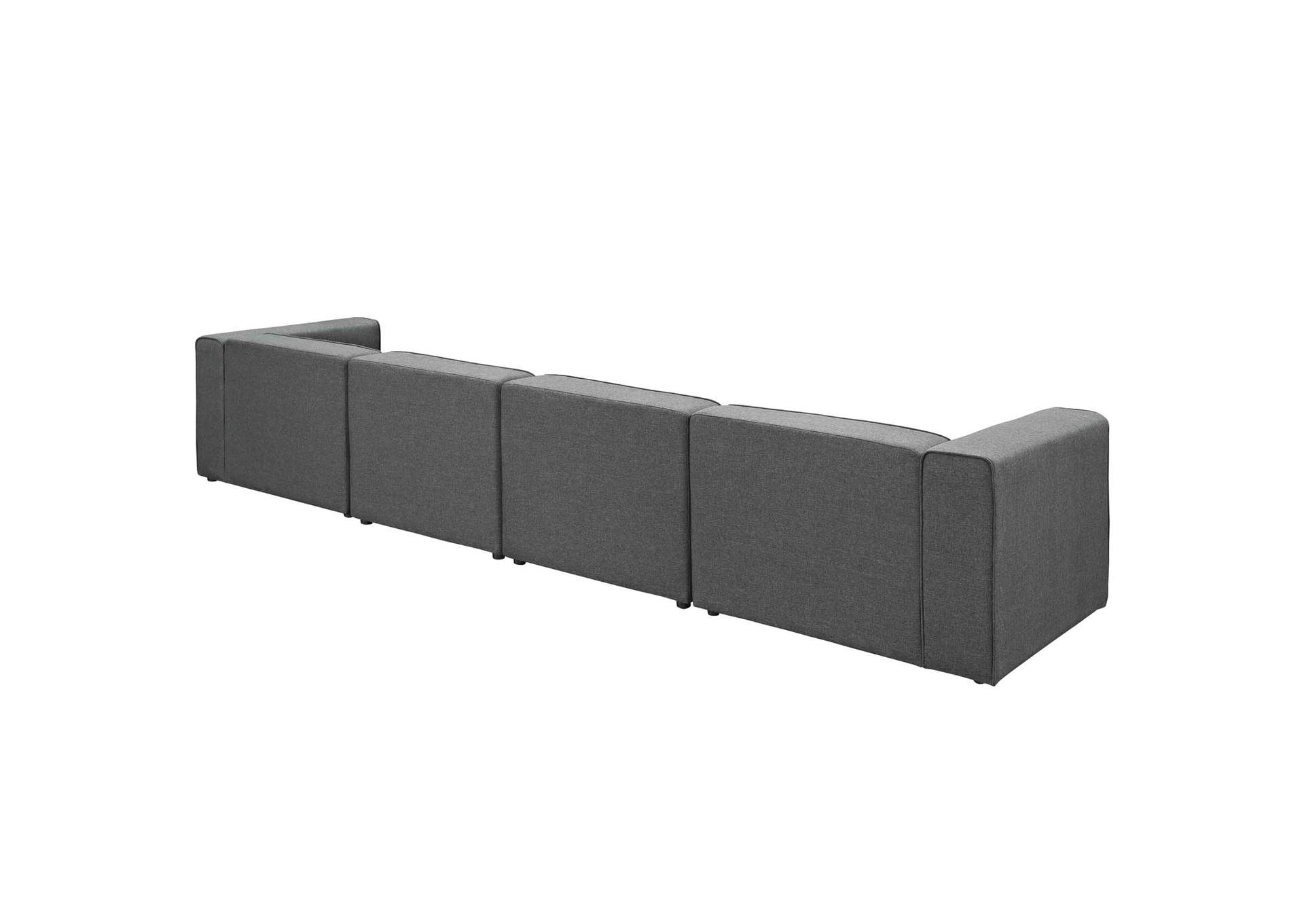 Gray Mingle 4 Piece Upholstered Fabric Sectional Sofa Set,Modway